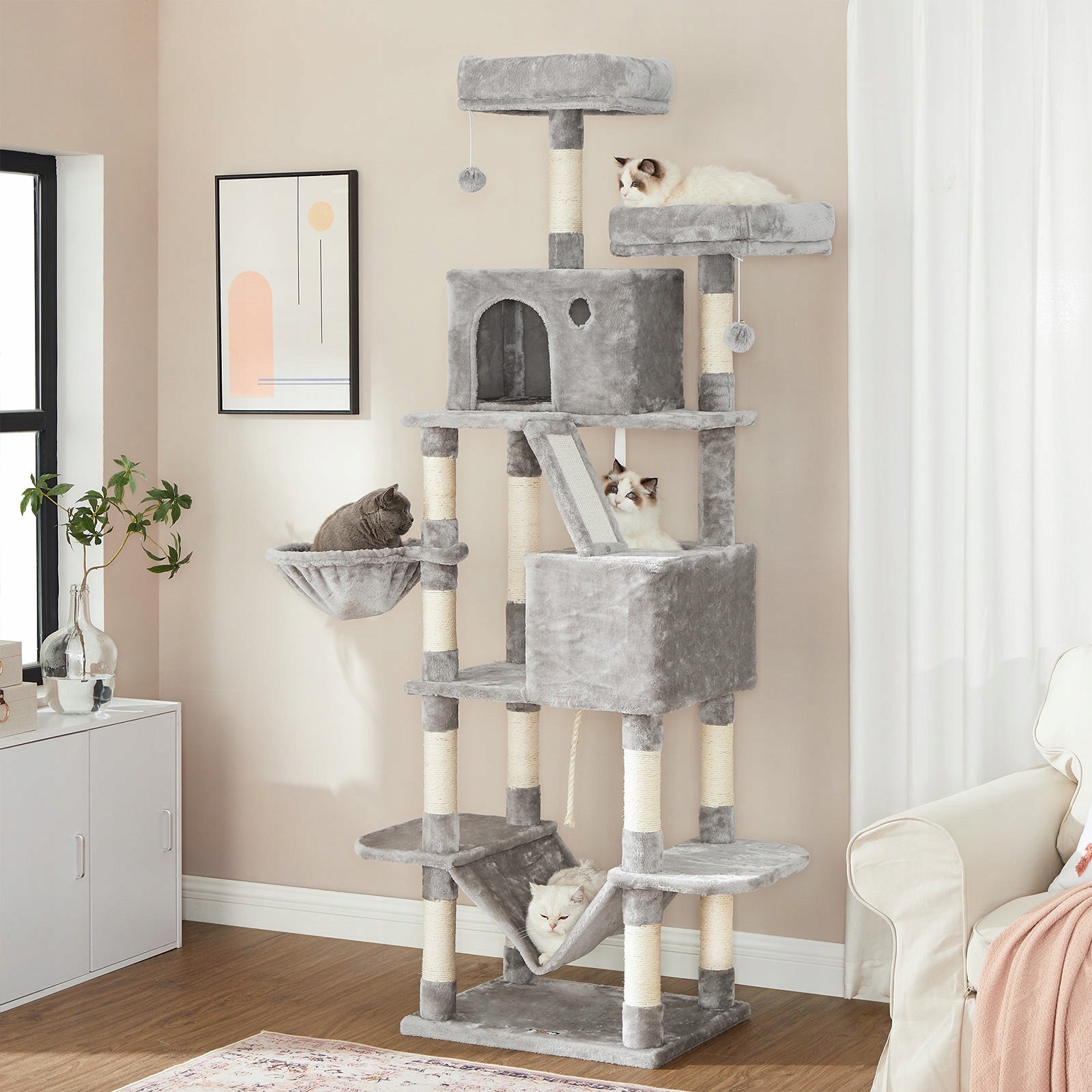 CAT SCRATCHER LARGE XXL HIGH 7 LEVELS BED POST COTTAGE 206 CM Trade name DRAPAK DLA KOTA DUŻY XXL WYSOKI 7 POZIOMÓW LEGOWISKO SŁUPEK DOMEK 206 CM