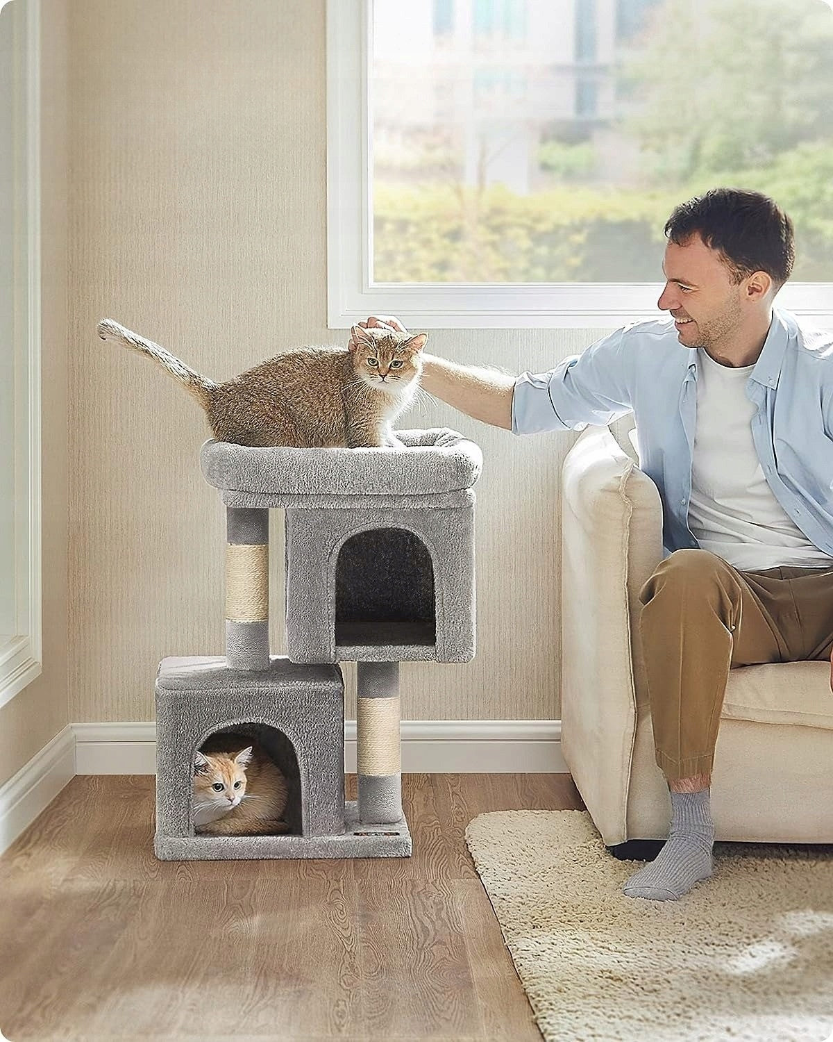 CAT SCRATCHER SMALL BED HOUSE CAVE POST SUN LOUNGER 2 LEVELS 67cm Kind small scratching post bed scratching post scratching tower