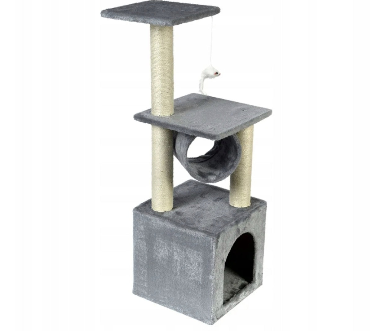 CAT SCRATCHER STABLE HOUSE TUNNEL BED POST SISAL TOYS GREY Brand no brand