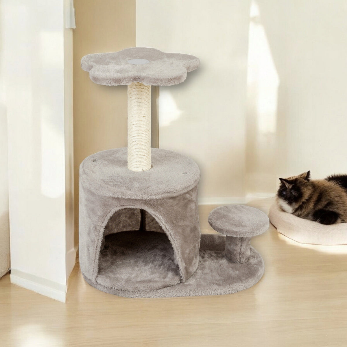 CAT SCRATCHER WITH HOUSE SCRATCHING POST PLATFORM 45x28x53 CM Manufacturer code DRAPAK DLA KOTA WIEŻA Z BUDKĄ 45x28x53 CM