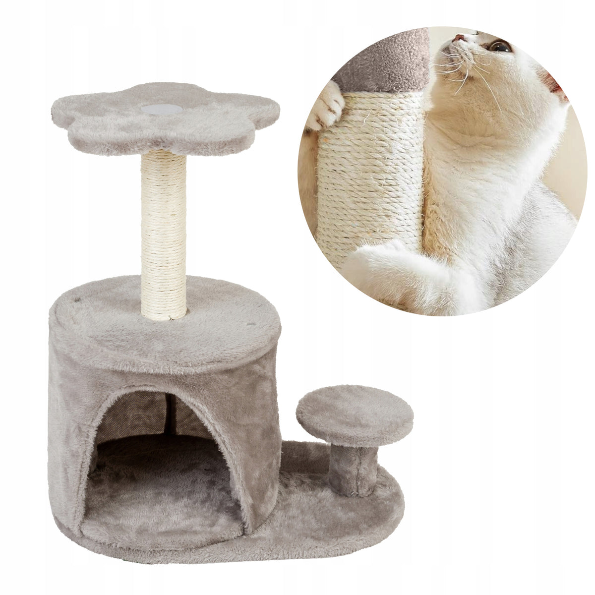 CAT SCRATCHER WITH HOUSE SCRATCHING POST PLATFORM 45x28x53 CM