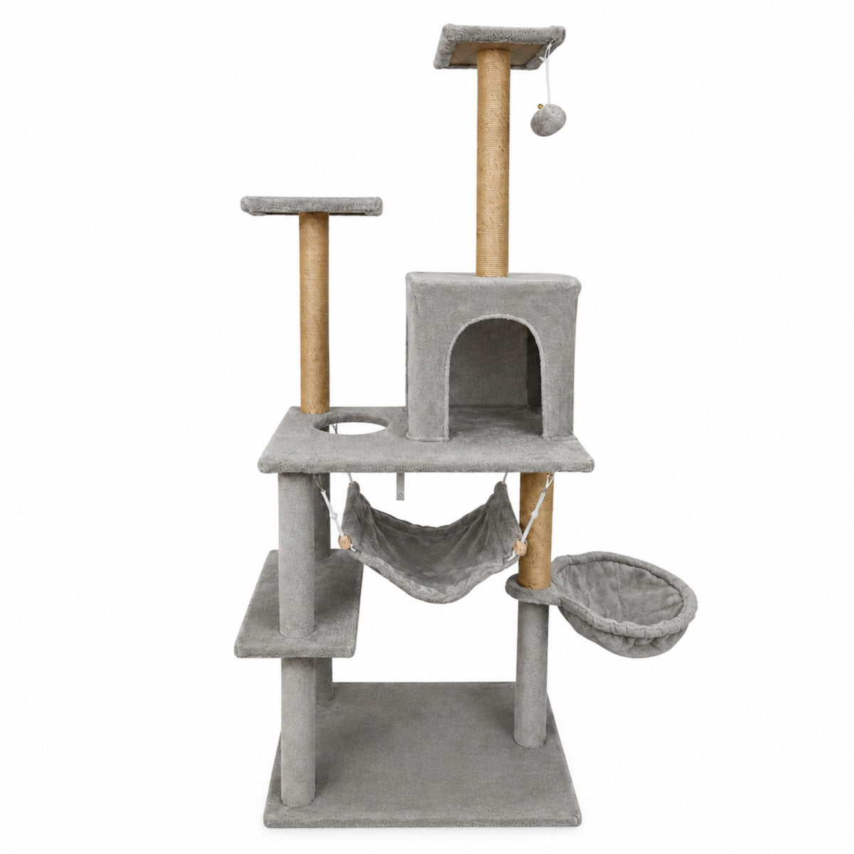 CAT SCRATCHER multi-level COTTAGE large GREY hammock 133cm tree TOY