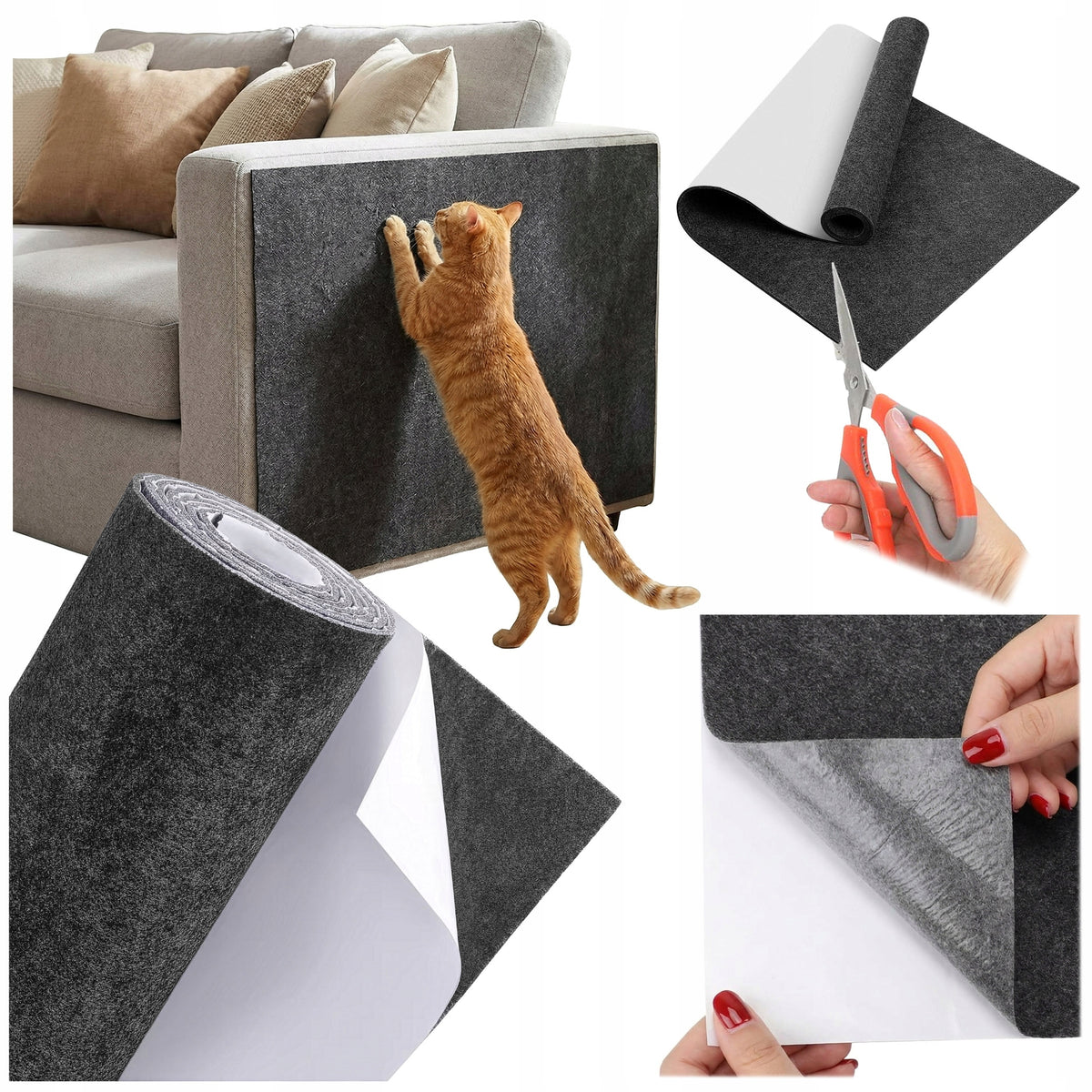 CAT SCRATCHING MAT SELF-ADHESIVE FELT LARGE SCRATCHING POST 200X40 CM