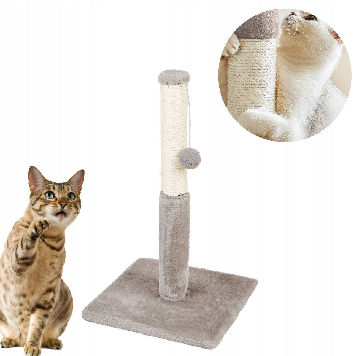 CAT SCRATCHING POST SISAL TOWER L 30x30x52 CM GREY Manufacturer code DRAPAK DLA KOTA SŁUPEK 30x30x52