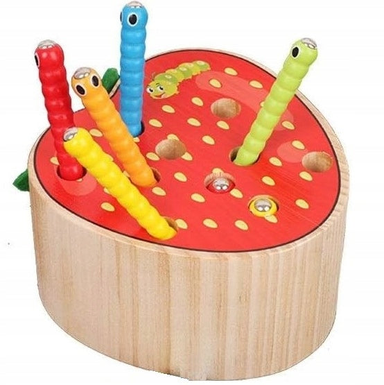 CATCH WORM GAME MAGNETIC WOODEN APPLE MONTESSORI