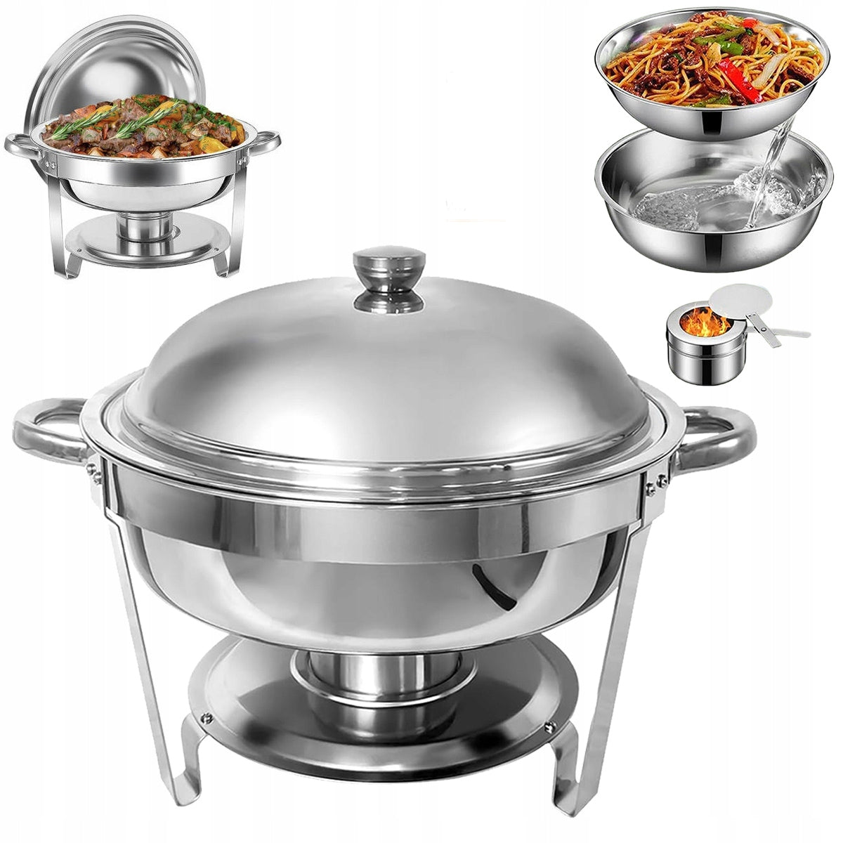 CATERING HEATER FOR DISHES ROUND 6 L Silver