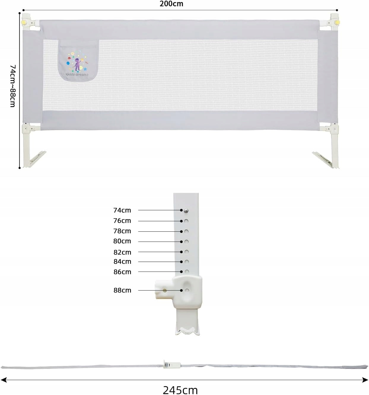 CCLIFE Bed railing barrier for bed 200cm Manufacturer code DKCZG003A0200gru