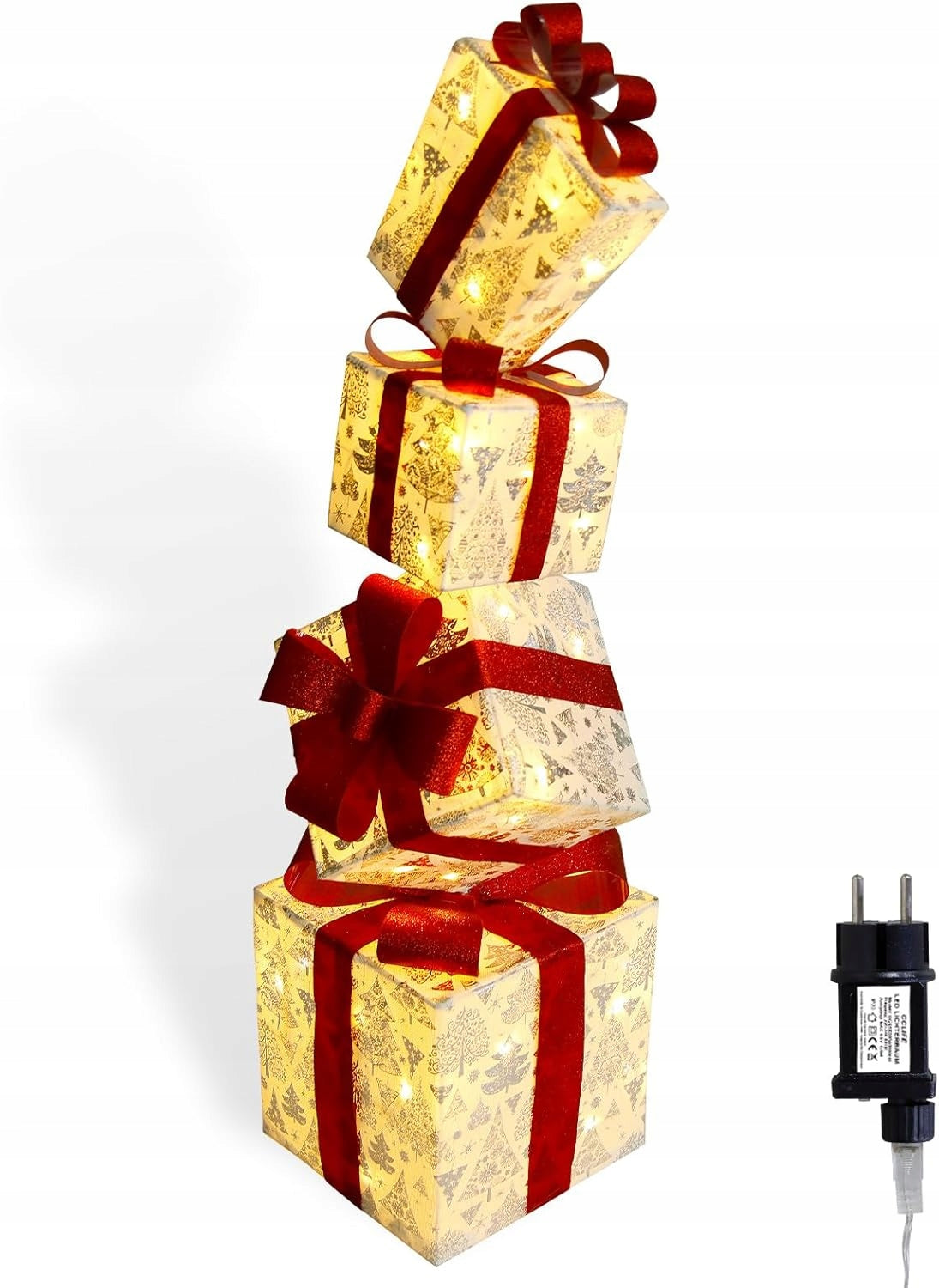 CClife Set of 4 Christmas Boxes Decorative Gifts LED A10 Brand CCLife