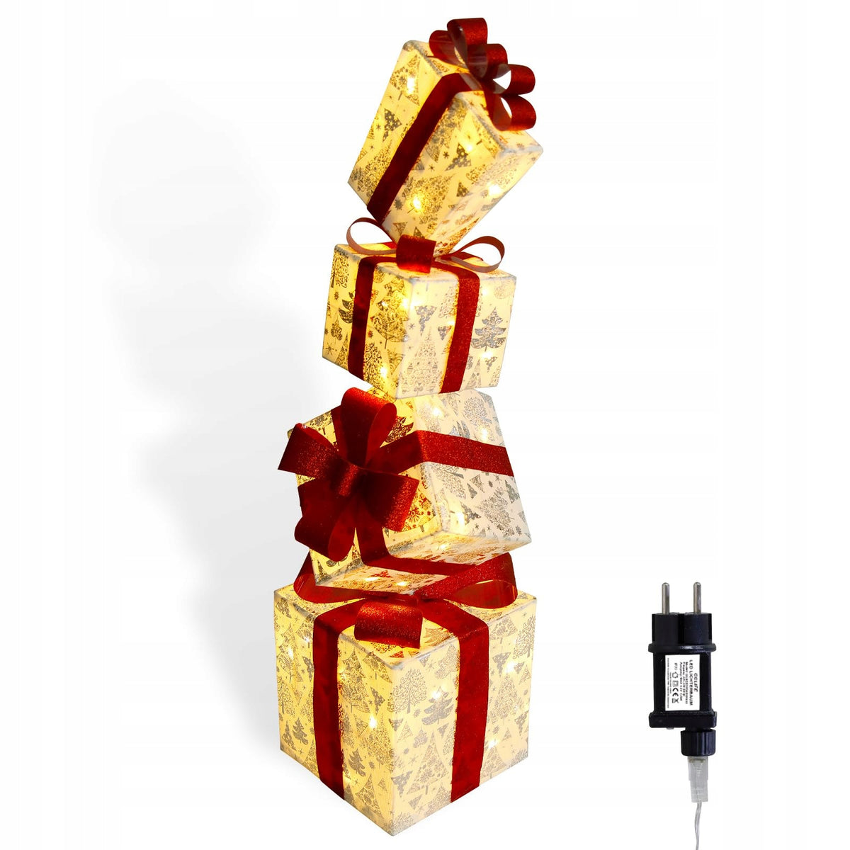 CClife Set of 4 Christmas Boxes Decorative Gifts LED A10