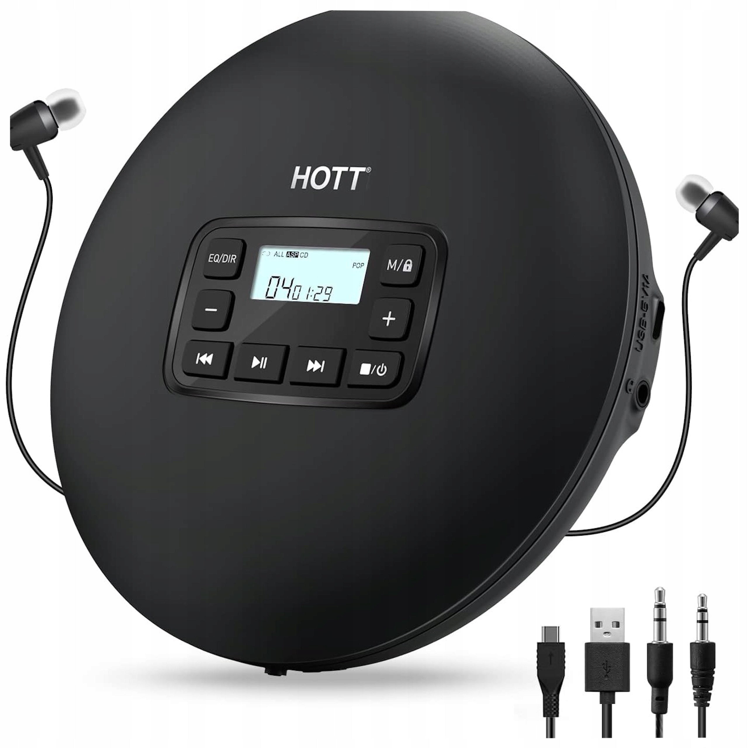 CD Player Portable for Home and Car USB or AUX Batteries + Headphones