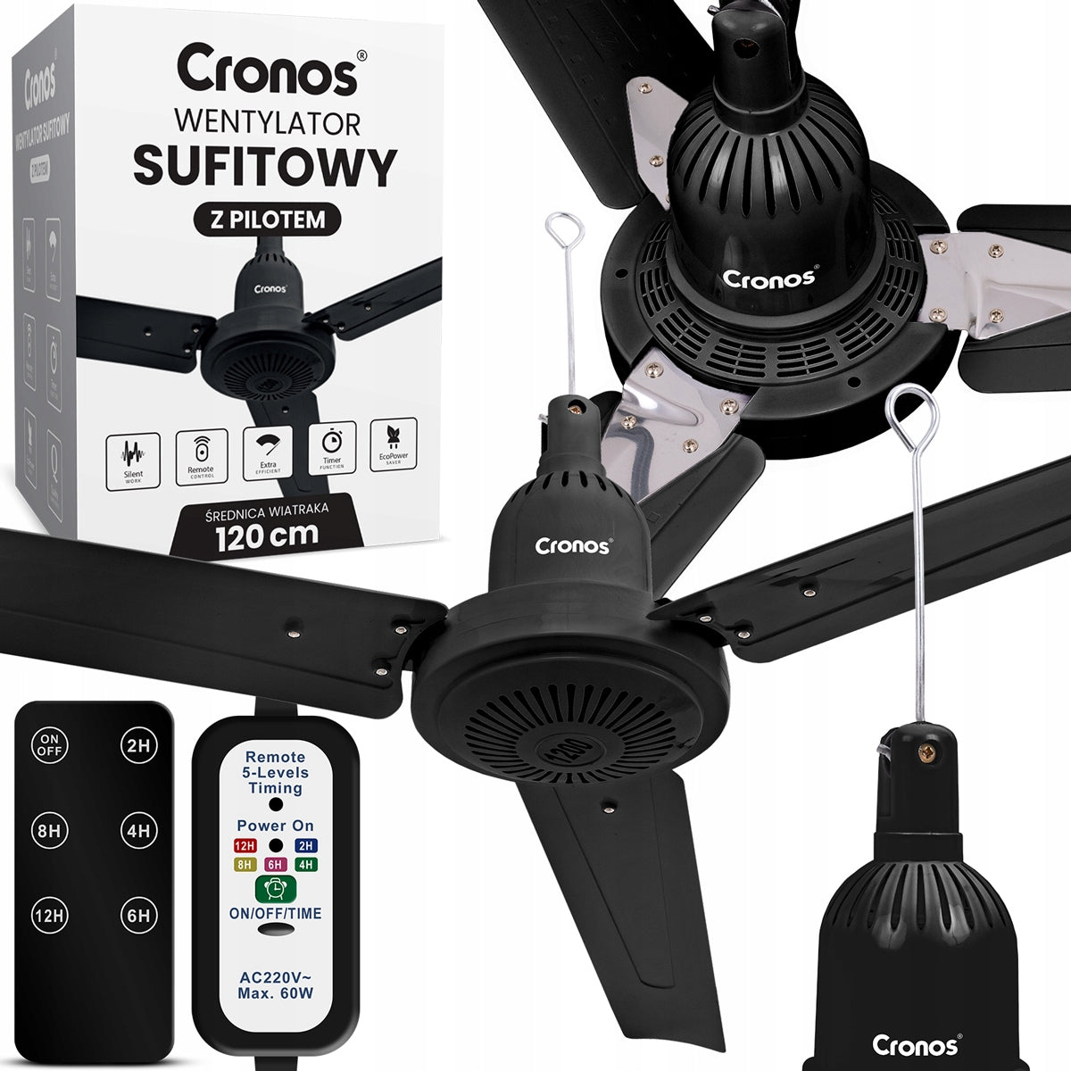 CEILING FAN 120 CM FAN FOR HOME OFFICE QUIET OPERATION REMOTE CONTROL + TIMER