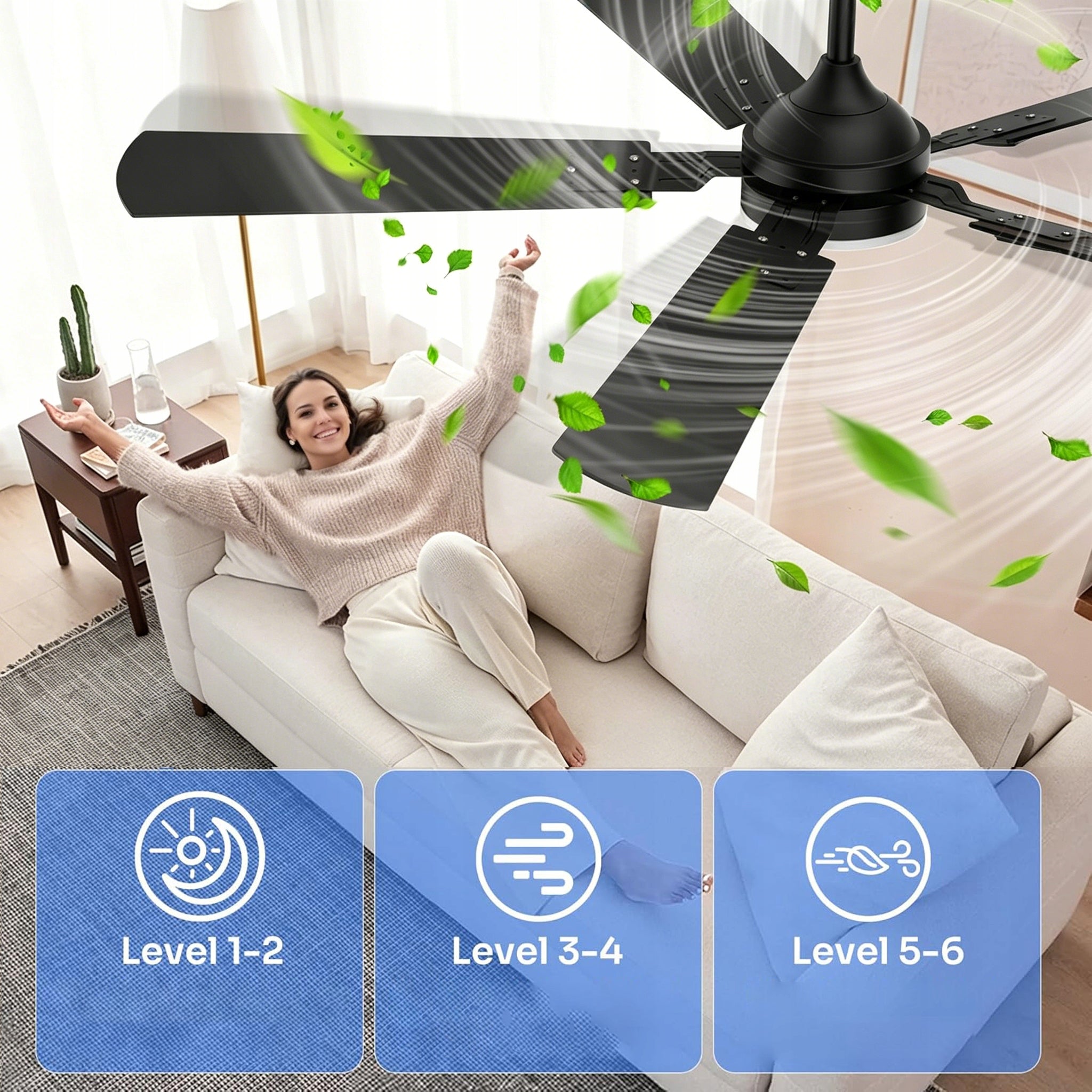 CEILING FAN CEILING LAMP 6 SPEEDS 132CM WITH TIMER + REMOTE CONTROL Manufacturer code CFN1318BW