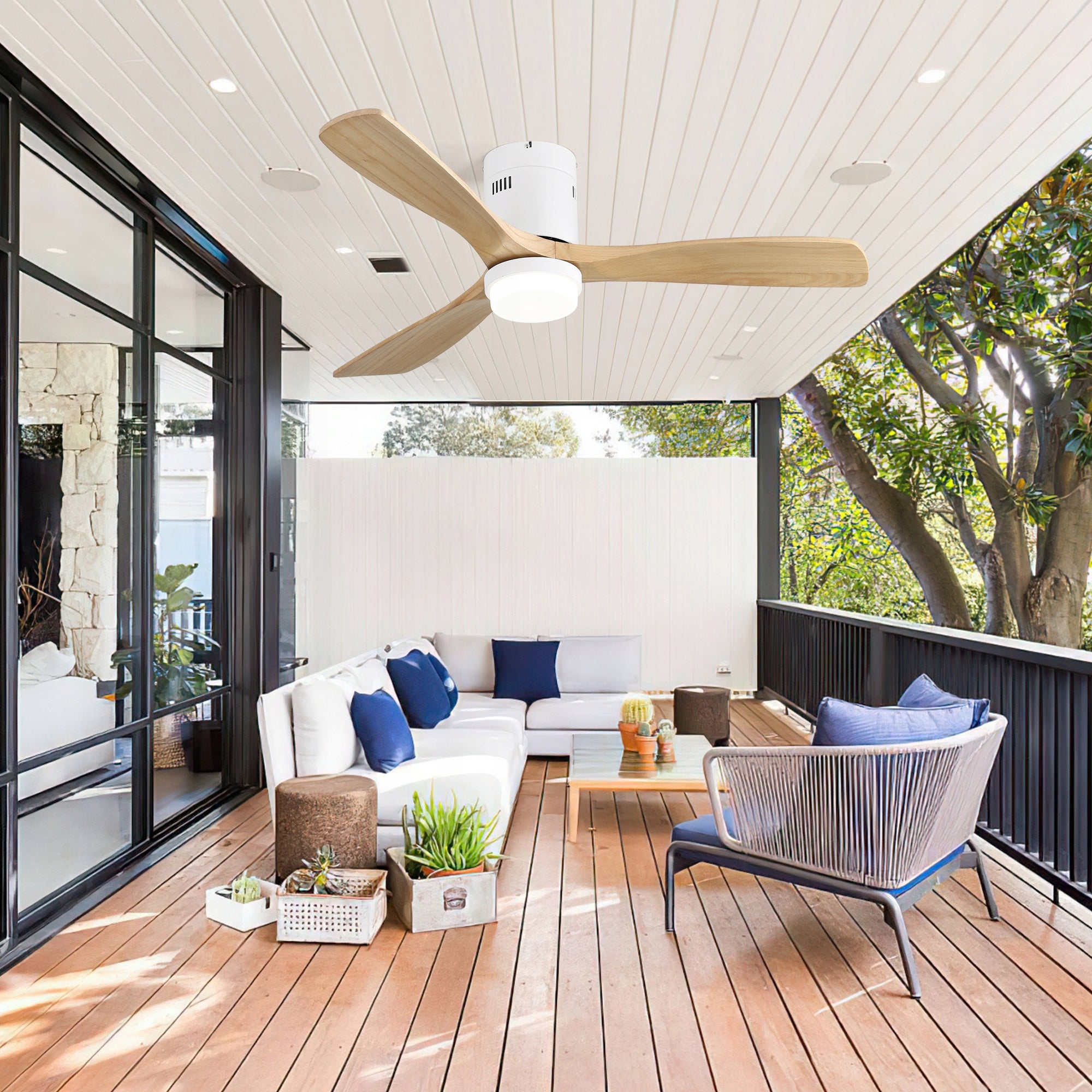 CEILING FAN WINDMILL 132 CM REMOTE CONTROL LED LAMP WITH WINDMILL White Packaging status original