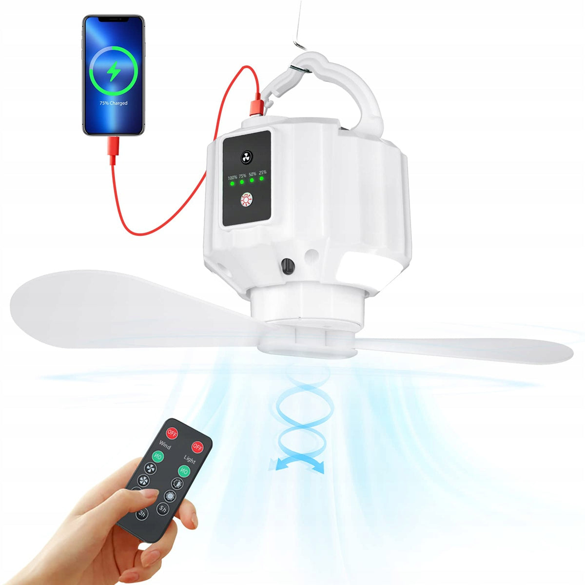 CEILING FAN WITH LIGHTING AND REMOTE CONTROL, FAN WITH 2-BLADE Packaging status original