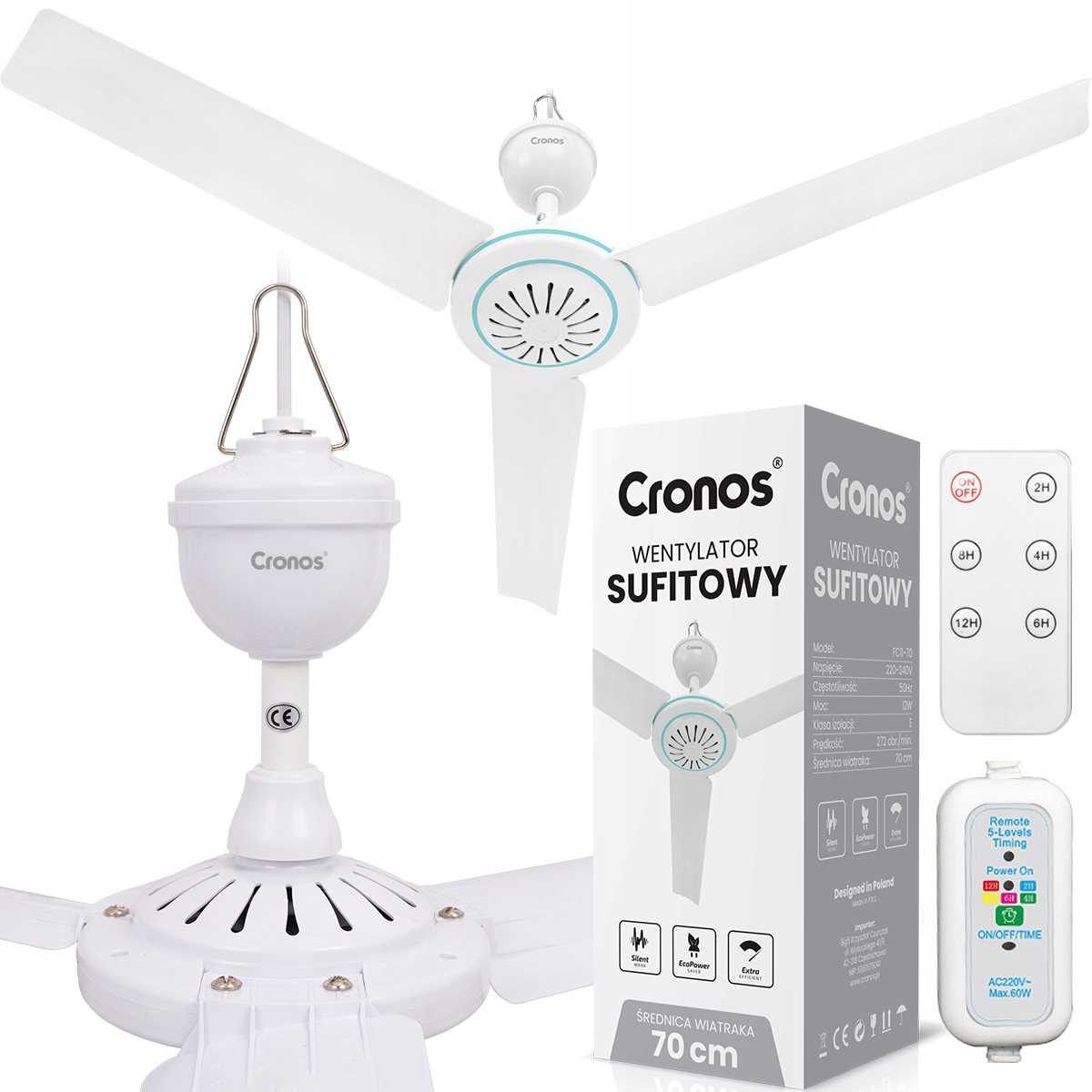 CEILING FAN WITH WINDMILL QUIET WHITE WINDMILL 70cm + PILOT TIMER