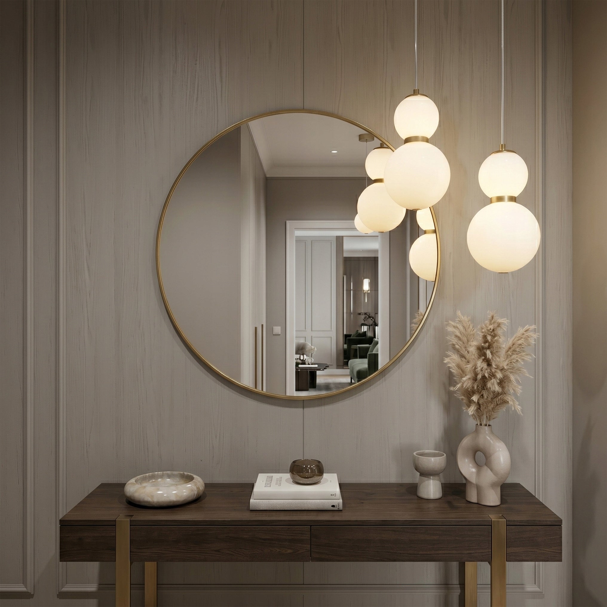 CEILING LAMP HANGING LED ROUND DOUBLE MILK WHITE BALL GOLD LHJ112 Manufacturer code OSW-03250