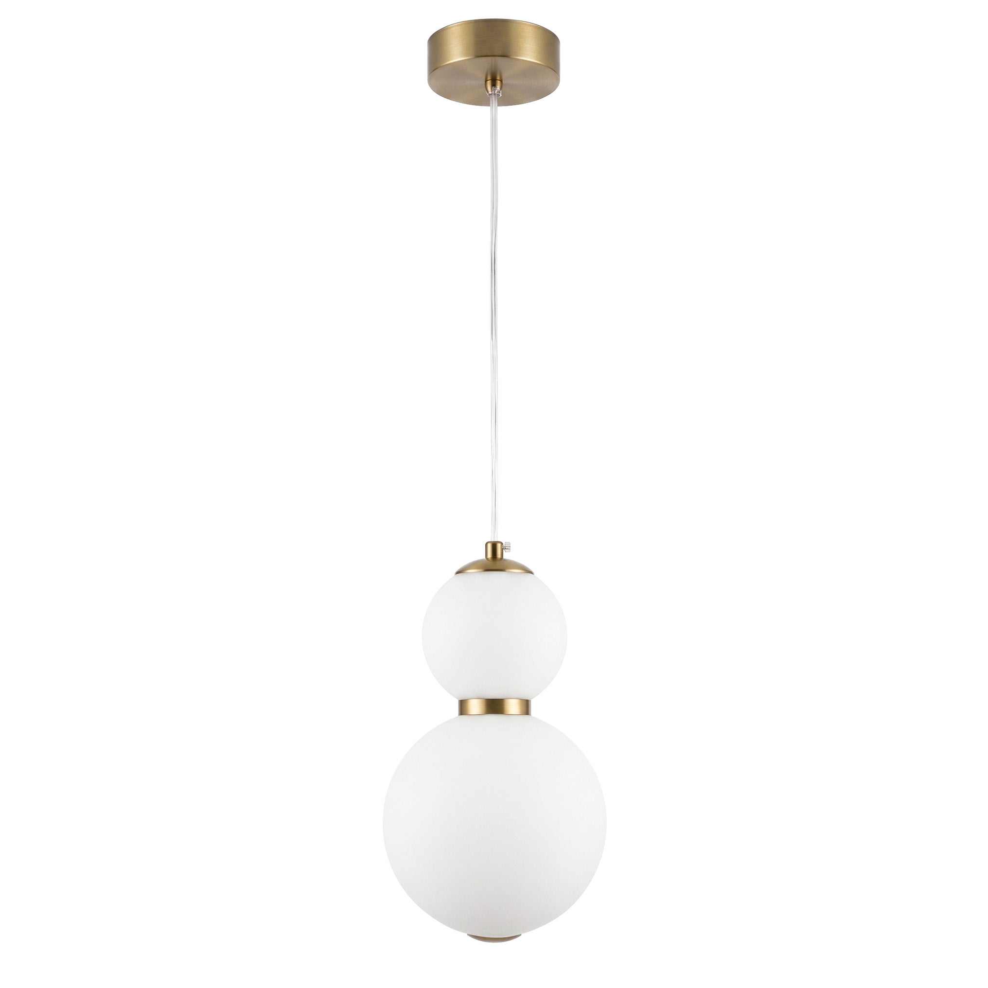 CEILING LAMP HANGING LED ROUND DOUBLE MILK WHITE BALL GOLD LHJ112 Packaging status original
