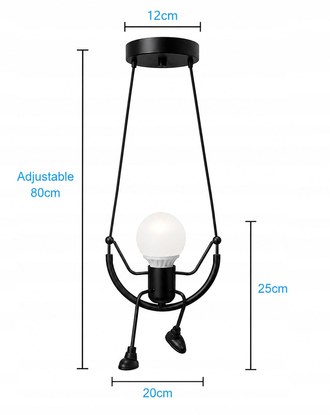 CEILING LAMP HANGING MAN HUMANOID SWING BLACK UNIQUE LOFT DESIGN Packaging status original