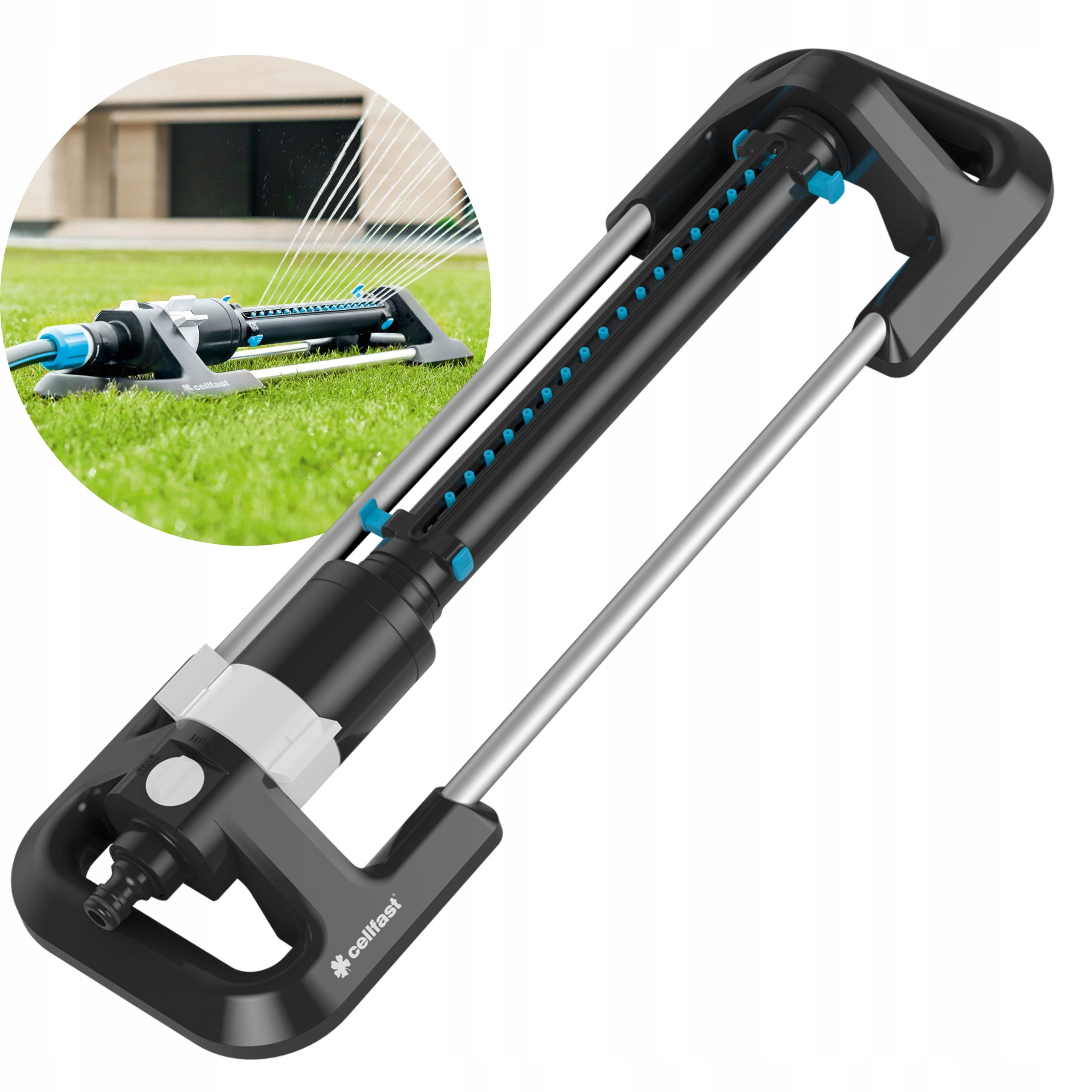 CELLFAST FOCUS GARDEN PENDULUM SPRINKLER ADJUSTABLE OSCILLATING UP TO 340 M2