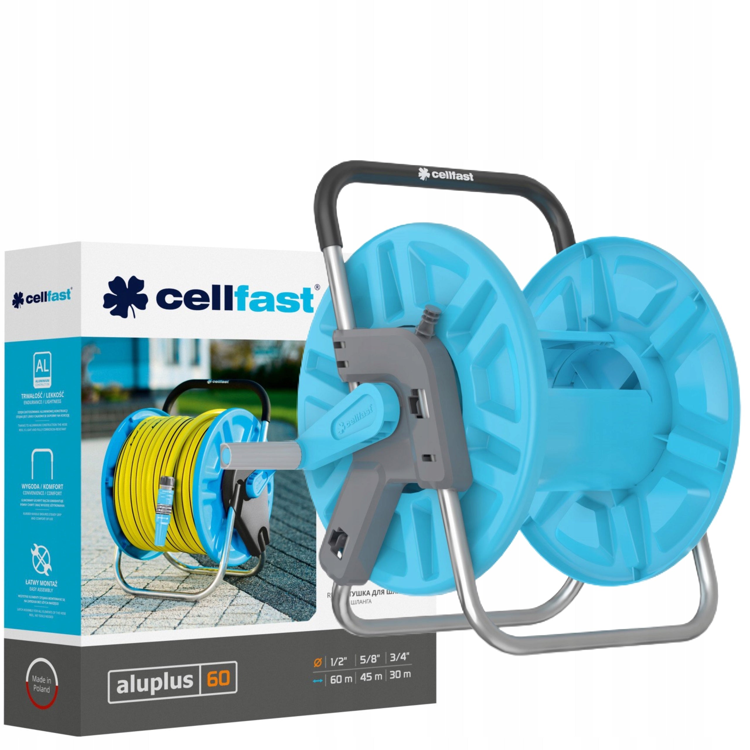 CELLFAST STAND REEL STAND GARDEN HOSE TROLLEY 60M-1/2 30M-3/4