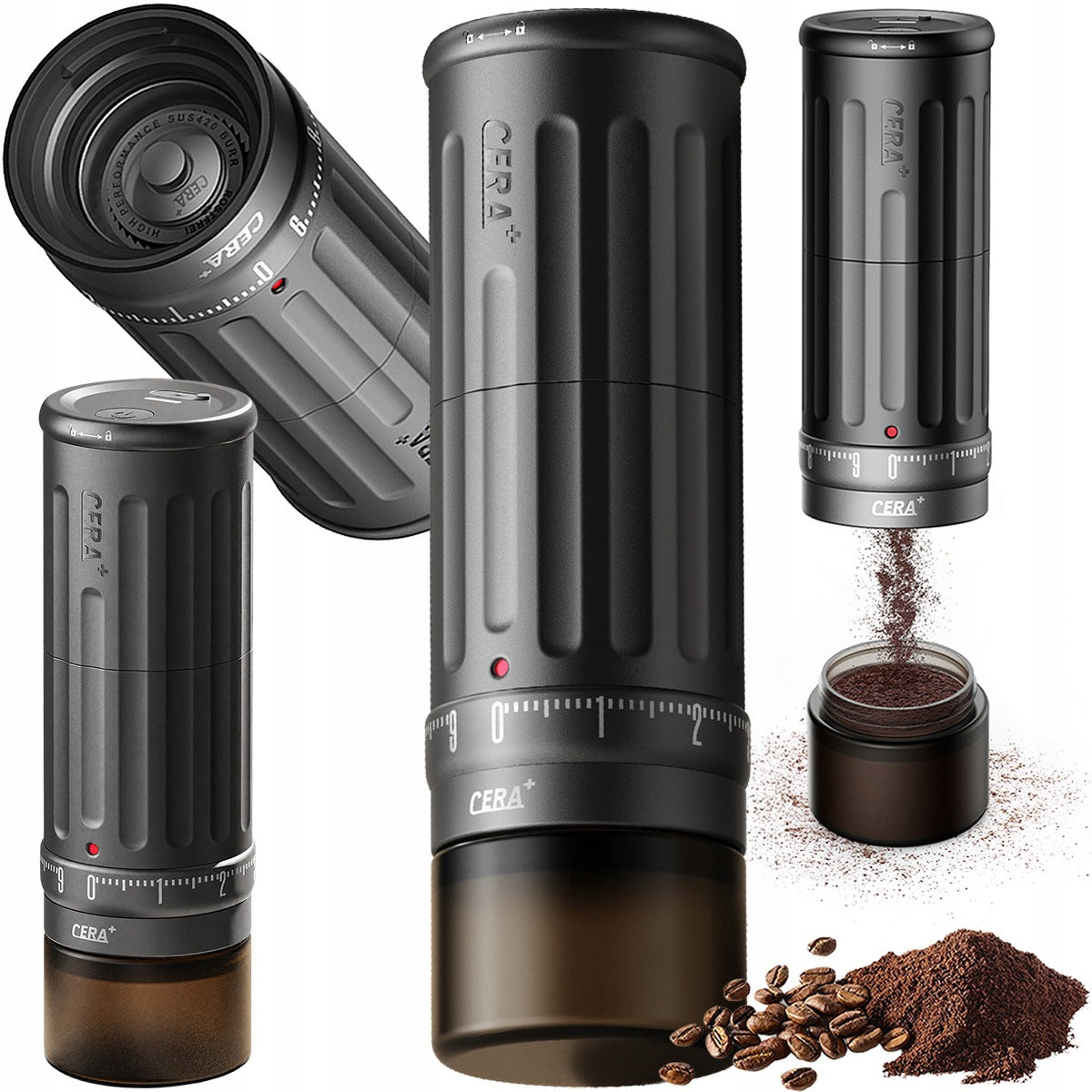 CERA+ CGE03 Portable Electric Coffee Grinder with Grinding Adjustment