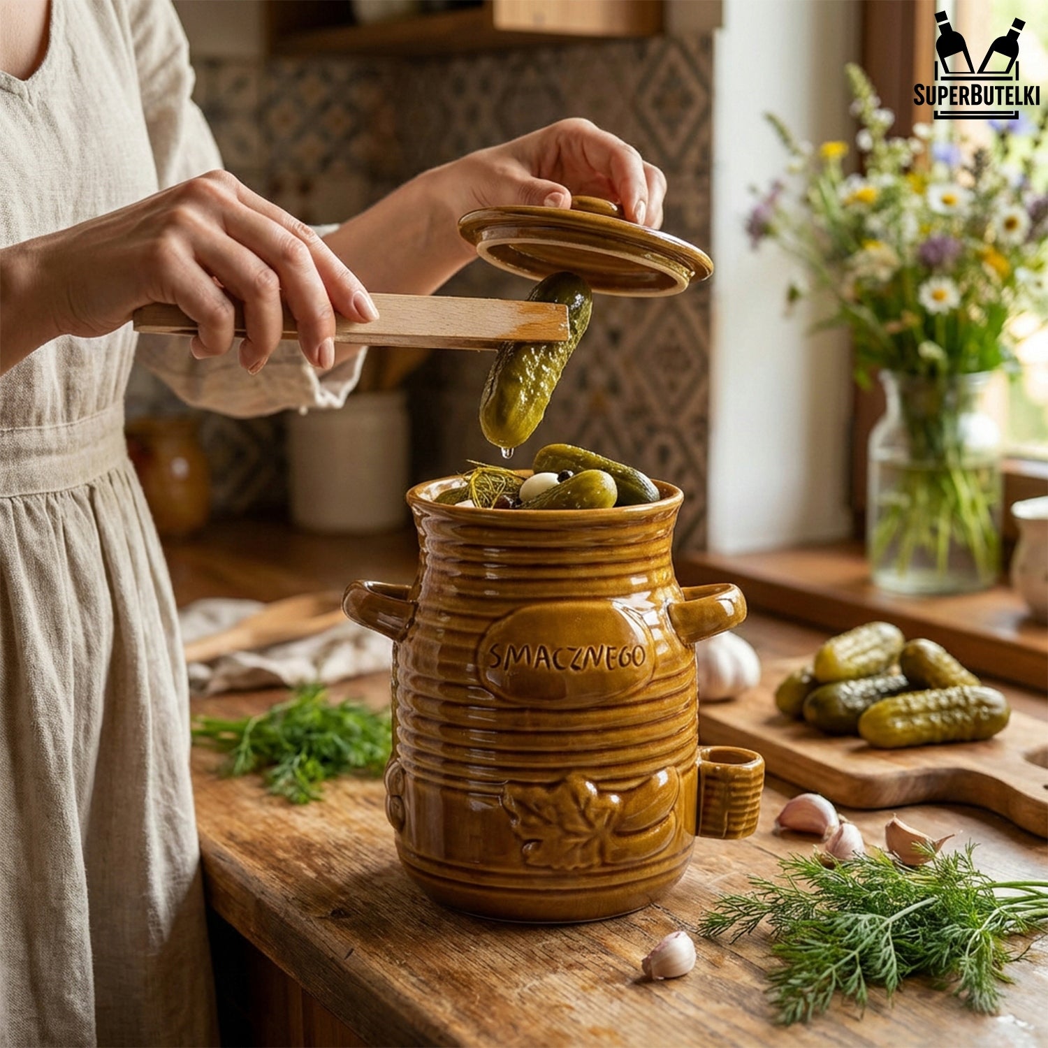 CERAMIC BARREL STONEWARE 3,5 L FOR CUCUMBERS CABBAGE LARD BIGOS FOR PICKLING Brand SuperButelki