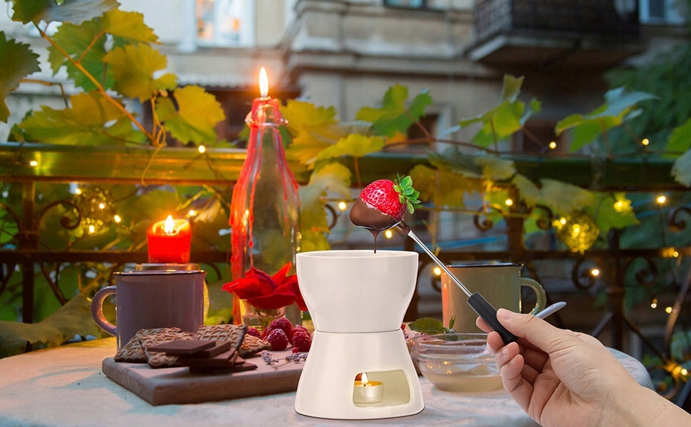 CERAMIC BUTTER HEATING SET FONDUE POT WHITE 300 ML Packaging status original