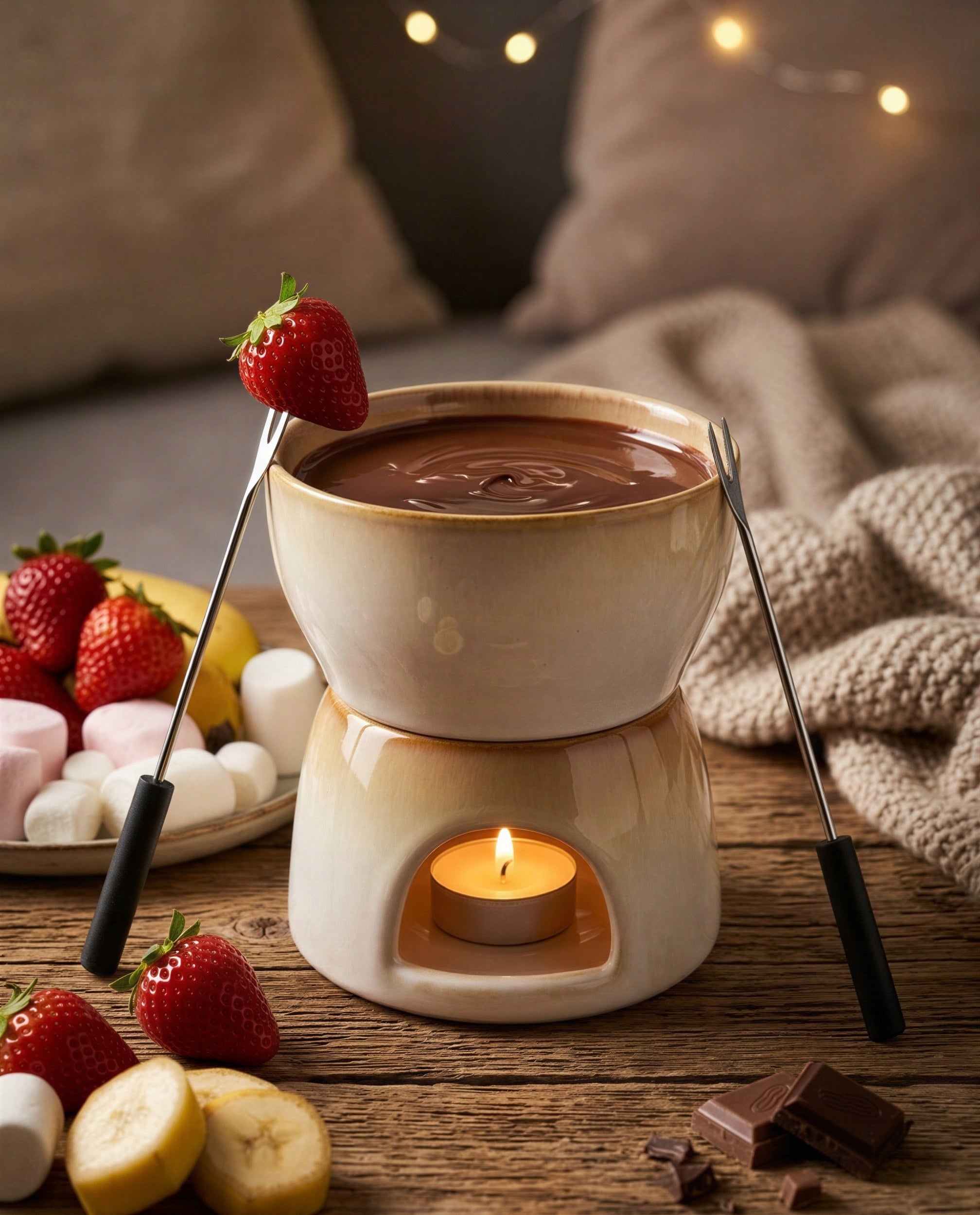 CERAMIC CHOCOLATE FONDUE SET 450 ML IDEAL BYENT Packaging status original