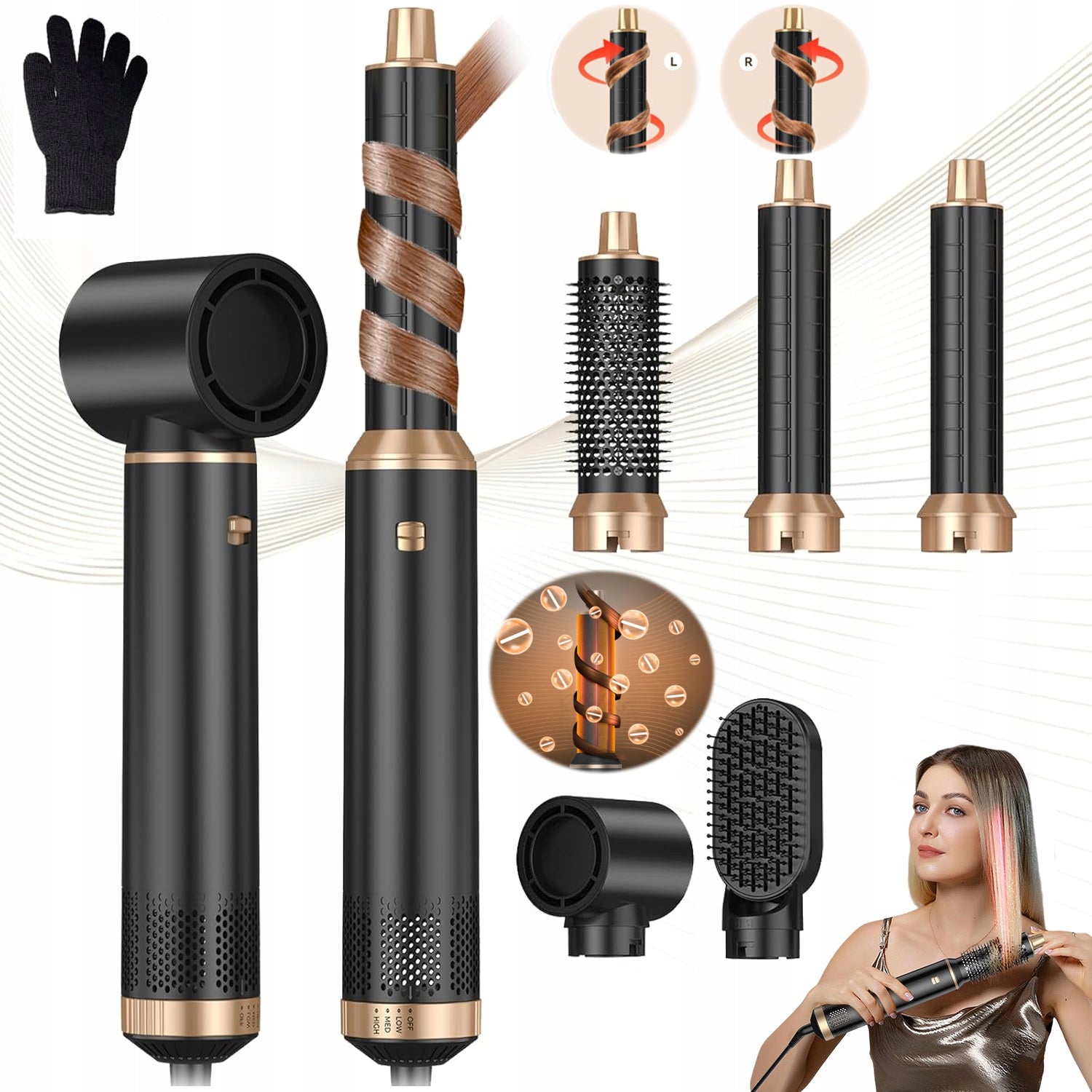 CERAMIC CONICAL CURLING IRON FOR STYLING CURLING HAIR REG TEMP THREE 5IN1