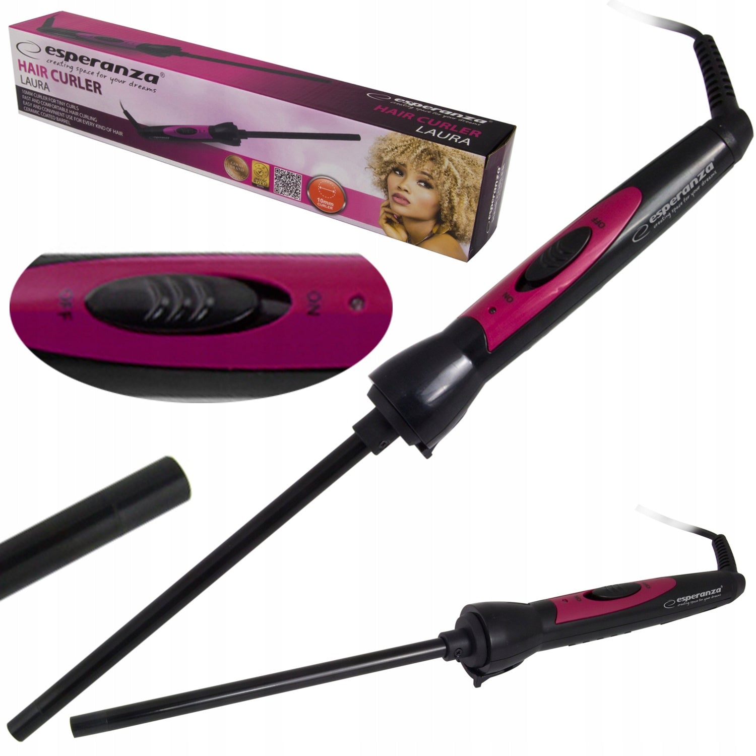 CERAMIC CURLING IRON FOR HAIR 10MM AFRO CURLS STRONG FOR CURLING CURLS Packaging status original