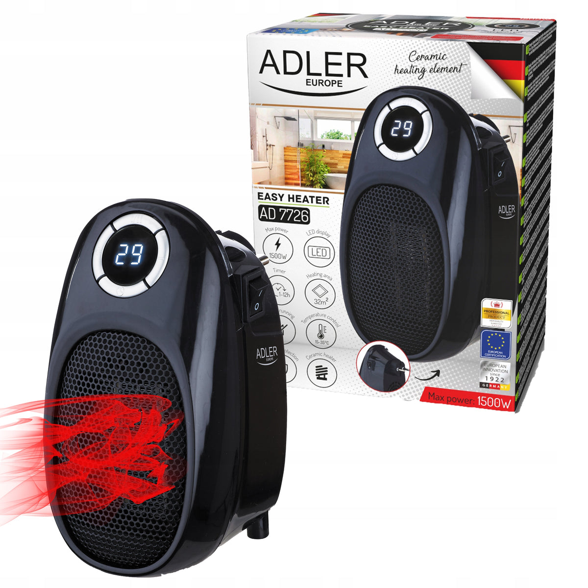 CERAMIC FAN APRON ADLER AD 7726 1500W WITH TIMER