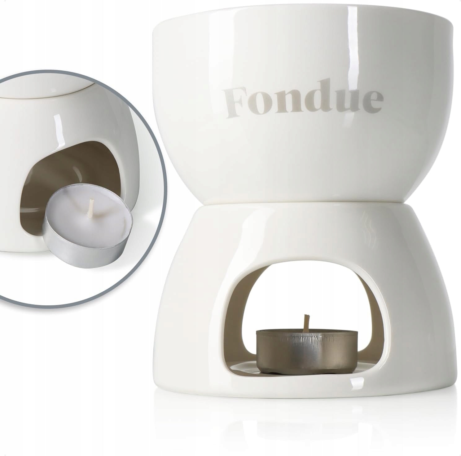 CERAMIC FONDUE HOT CHOCOLATE BOWL WITH HEATER STAND Brand no brand