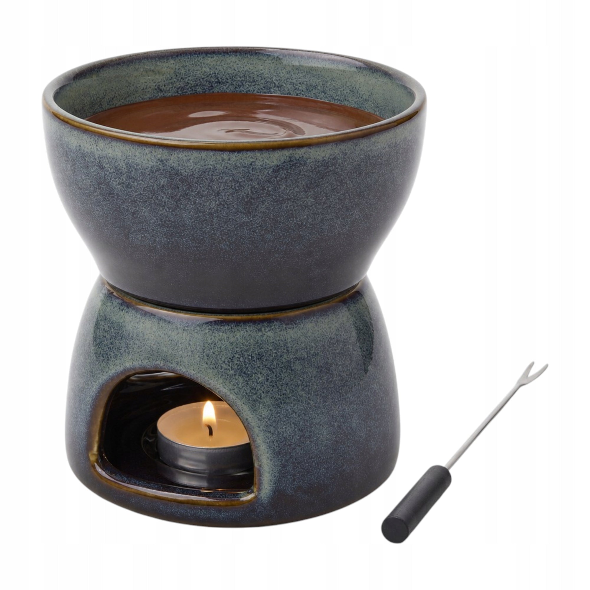 CERAMIC FONDUE SET FOR FRUIT CHOCOLATE BLUE 450 ML
