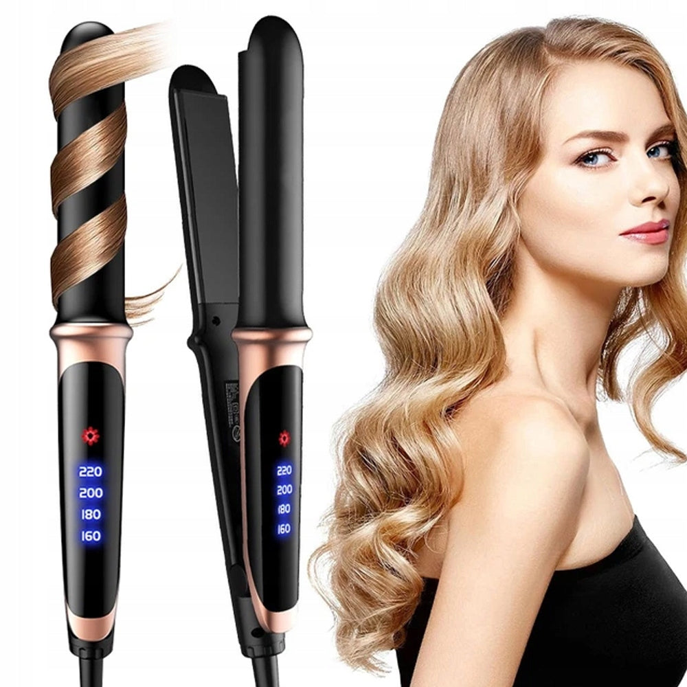 CERAMIC HAIR STRAIGHTENER 2IN1 CURLER WITH TEMPERATURE CONTROL Brand Bedee