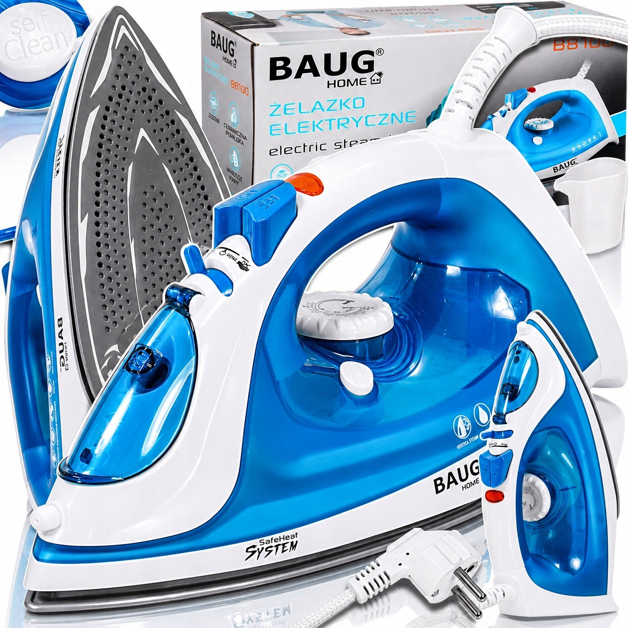 CERAMIC IRON ADJUSTABLE STEAM IMPACT IRONING CLOTHES STRONG 2200W