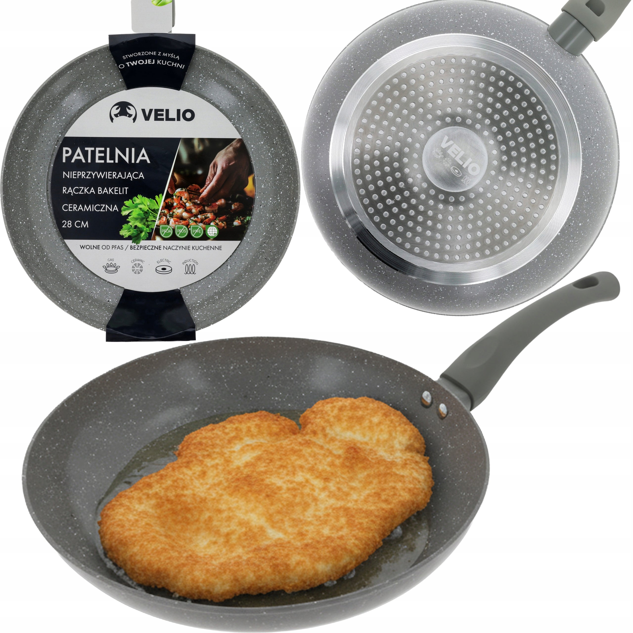 CERAMIC PAN DEEP TRADITIONAL 28 CM INDUCTION ELECTRIC GAS VELIO