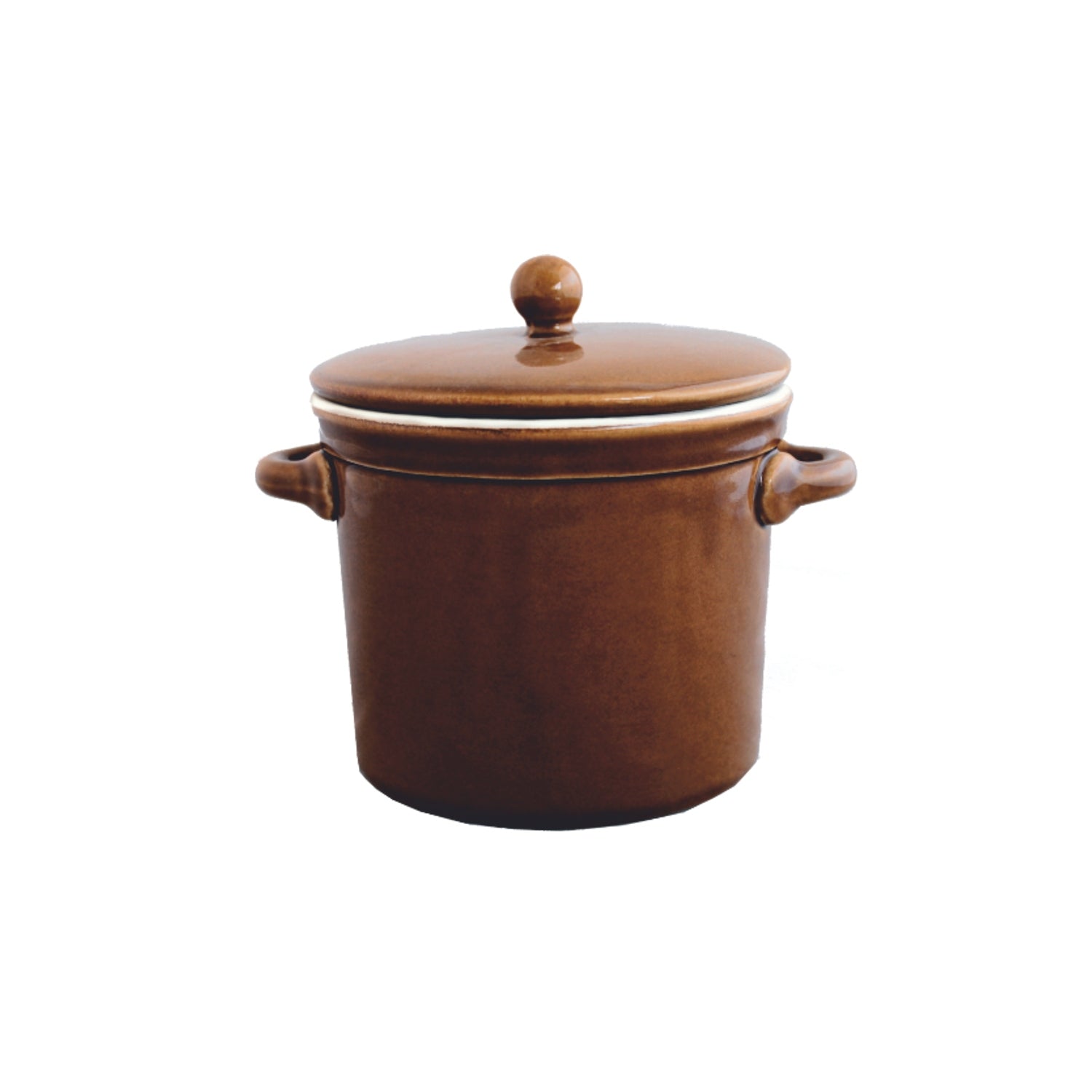 CERAMIC POT stoneware for pickling for lard cucumber cabbage 1L BROWN