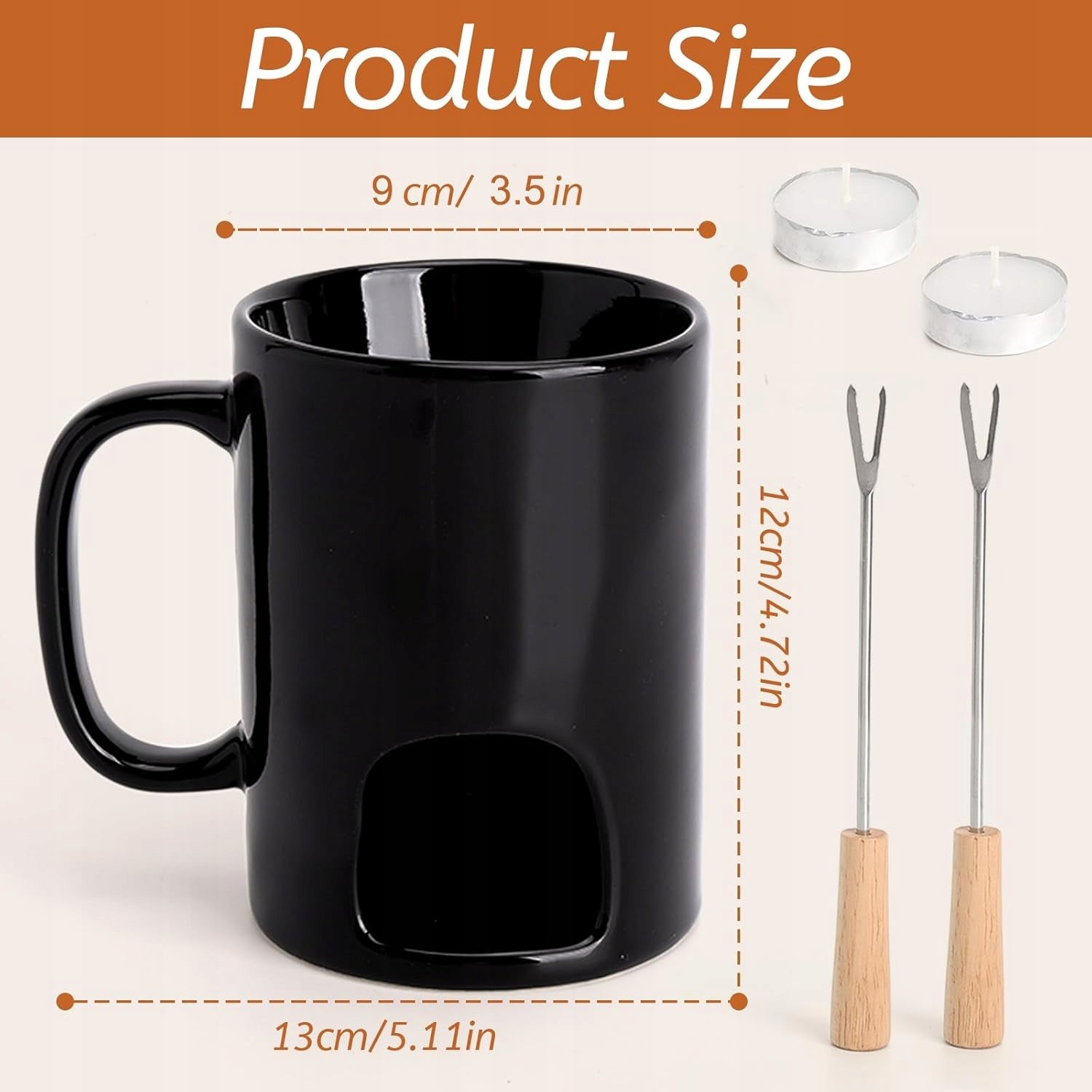 CERAMIC SET FONDUE CHOCOLATE BUTTER CHEESE TEALIGHT CANDLE Customs tariff code 69111000