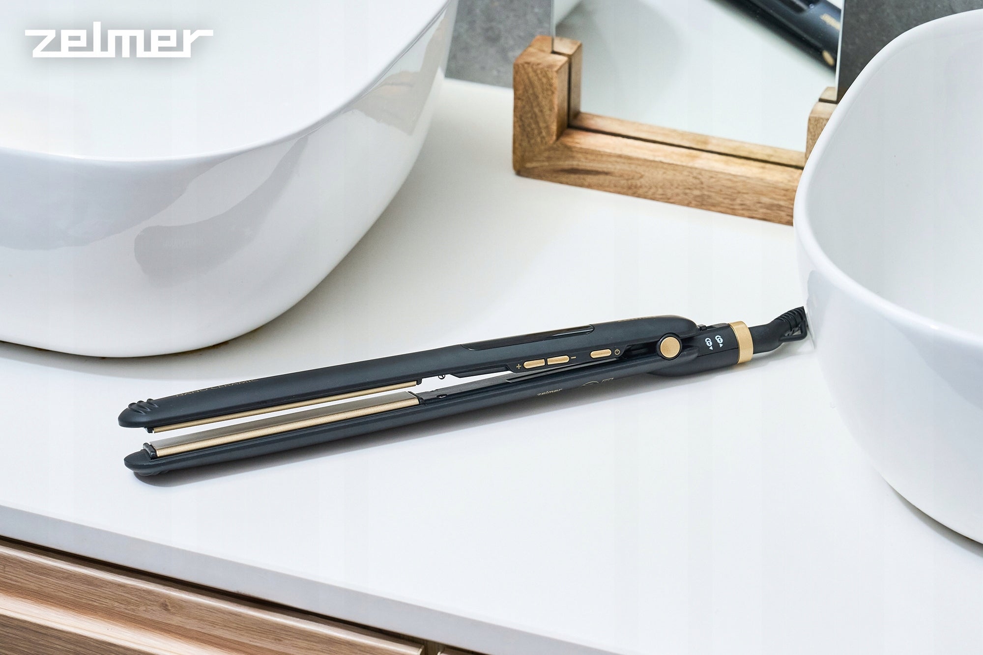 CERAMIC STRAIGHTENER FOR HAIR ZELMER REG TEMP 2IN1 STRAIGHTENING + CURLING Packaging status original