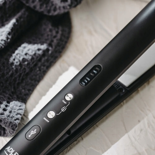 CERAMIC STRAIGHTENER WIRELESS TRAVEL USB LED TEMP ADJUSTMENT + CASE Brand ADLER