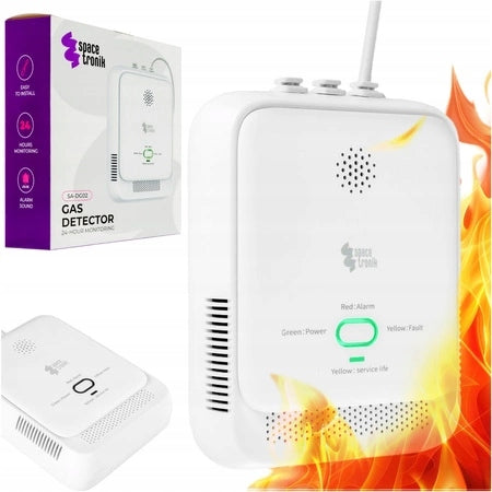 CERTIFIED Methane Sensor with Wired Alarm Spacetronik gas 5 YEARS