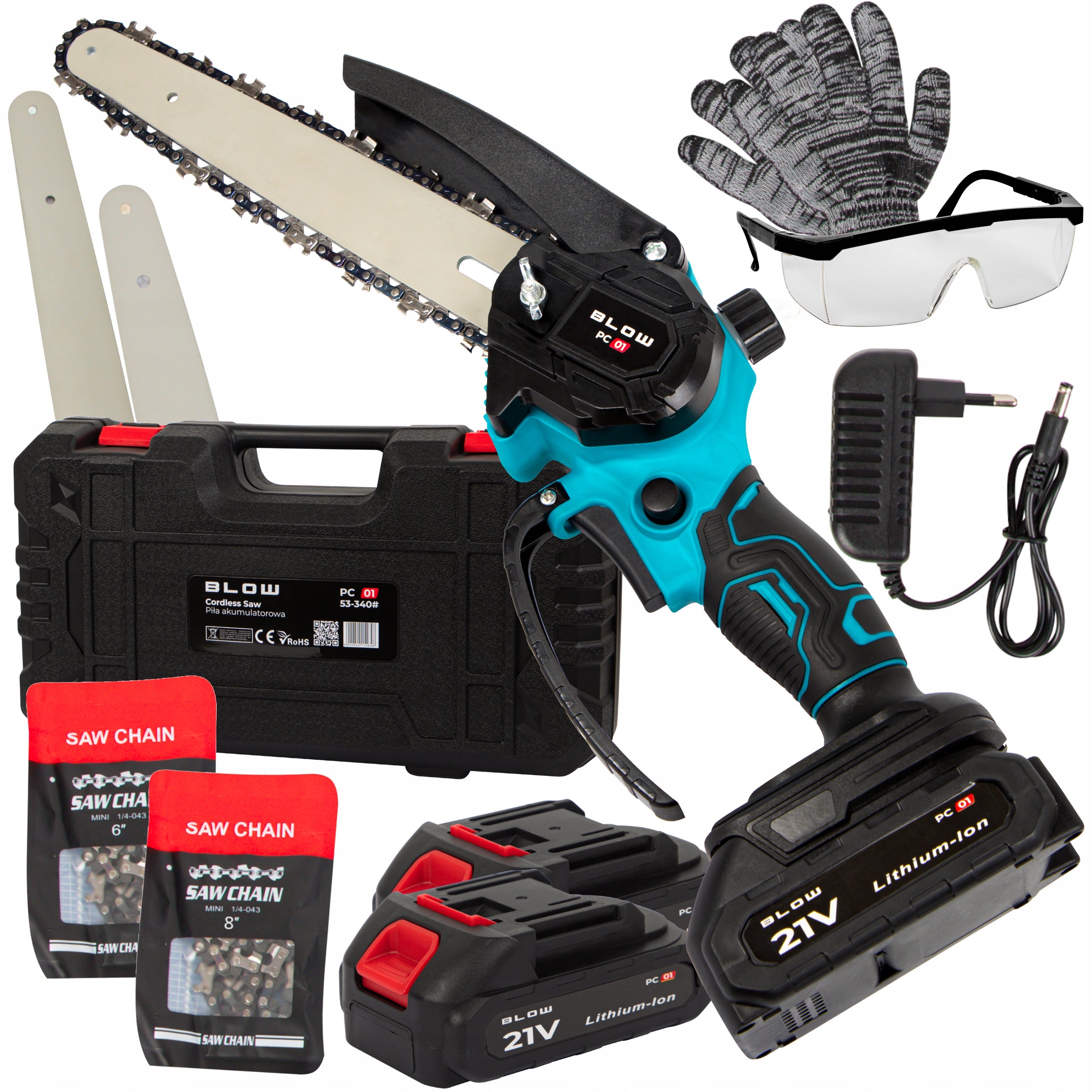 CHAINSAW 1000W 8" 6" CORDLESS ELECTRIC BRANCH 2x AKU 21V