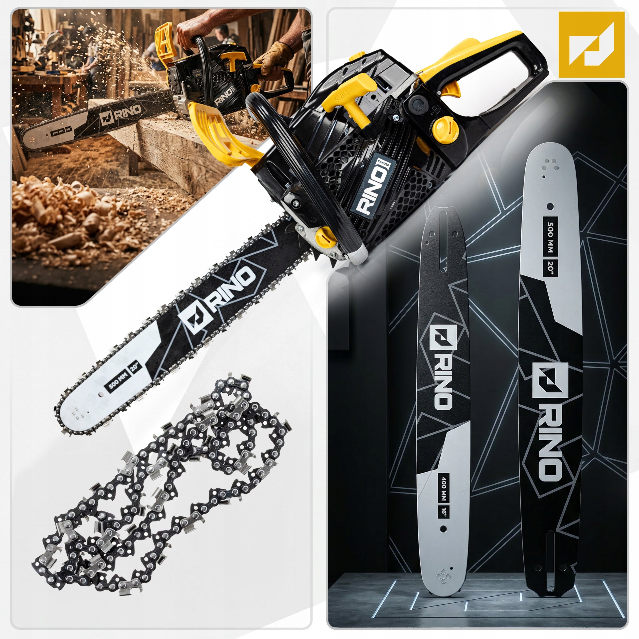 CHAINSAW ENGINE 52CC 2x CHAIN/CHAIN 16" 20" Packaging status original