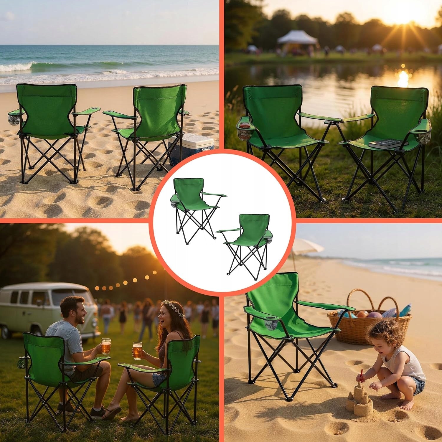 CHAIR FISHING CHAIR CAMPING AND HIKING FOLDING GREEN Packaging status original