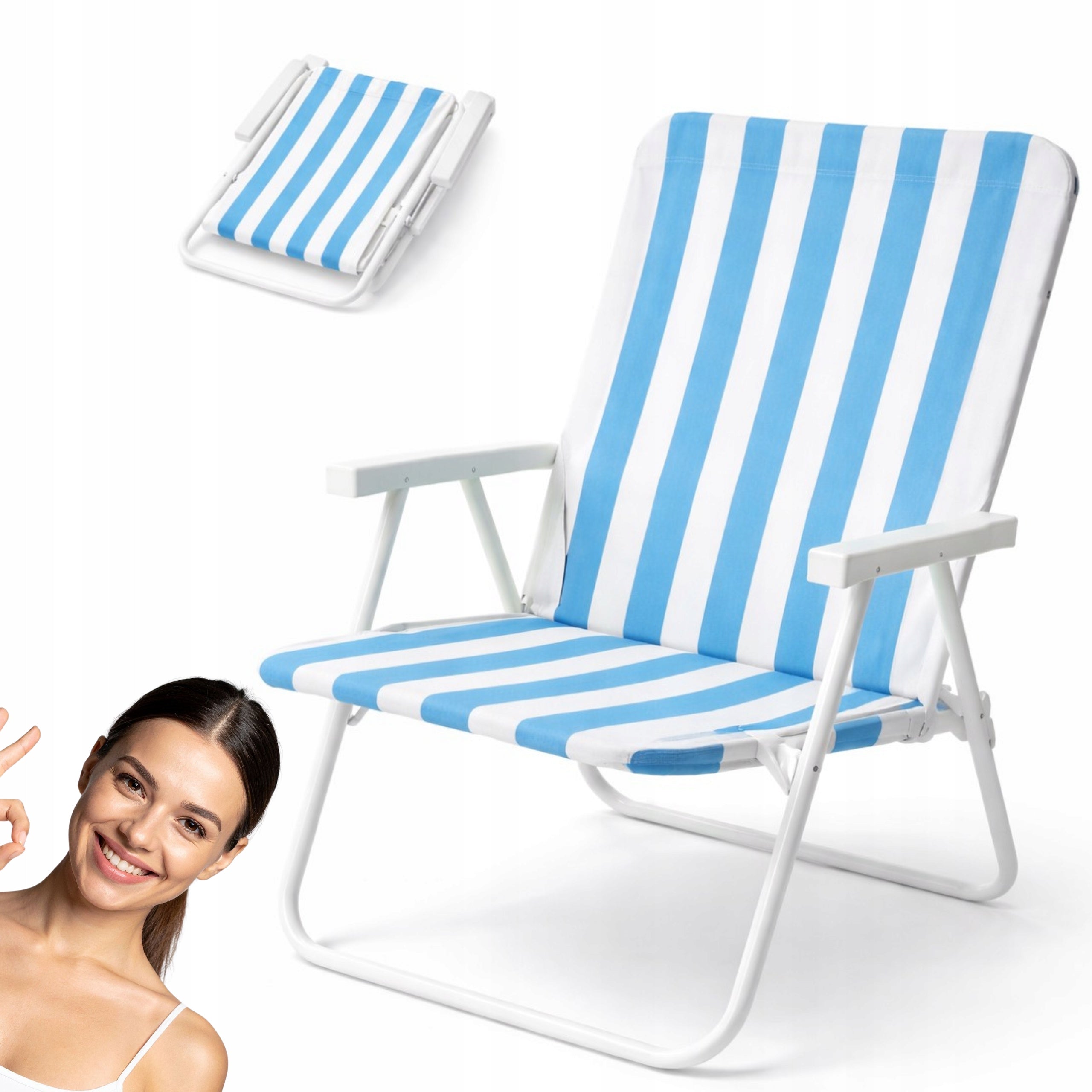 CHAIR YS-35 BEACH FOLDING HIKING LOUNGER BLUE STRIPES