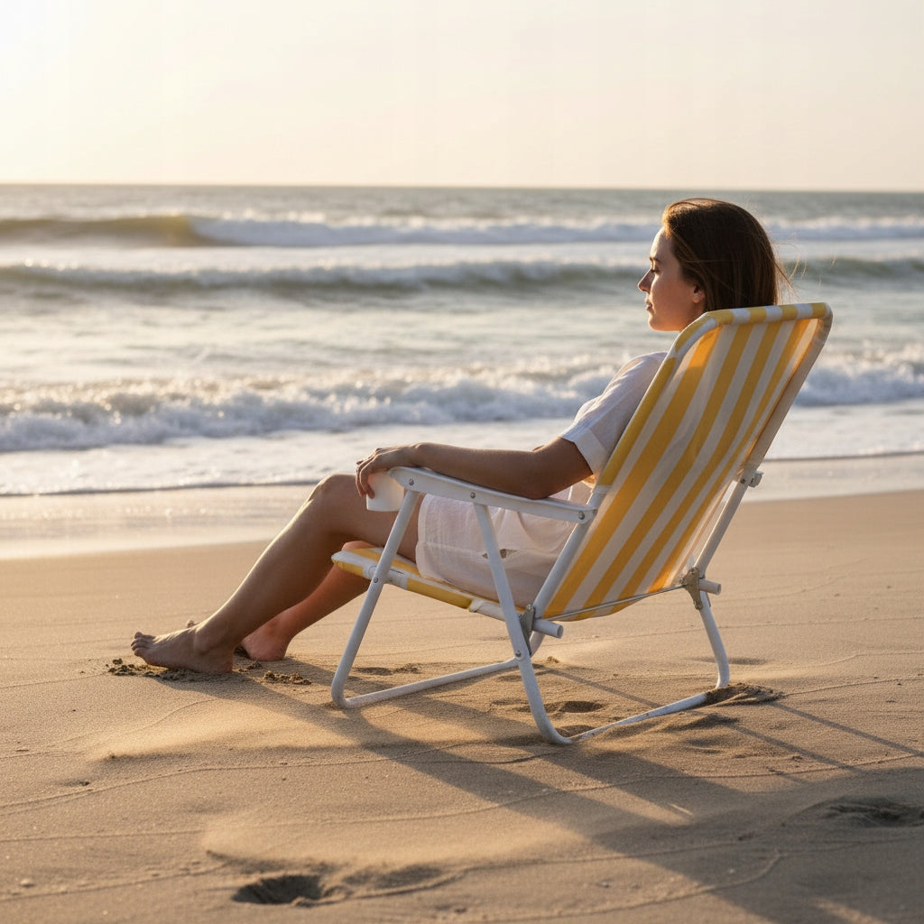 CHAIR YS-35 BEACH FOLDING HIKING LOUNGER YELLOW STRIPES Manufacturer code 5906293695495