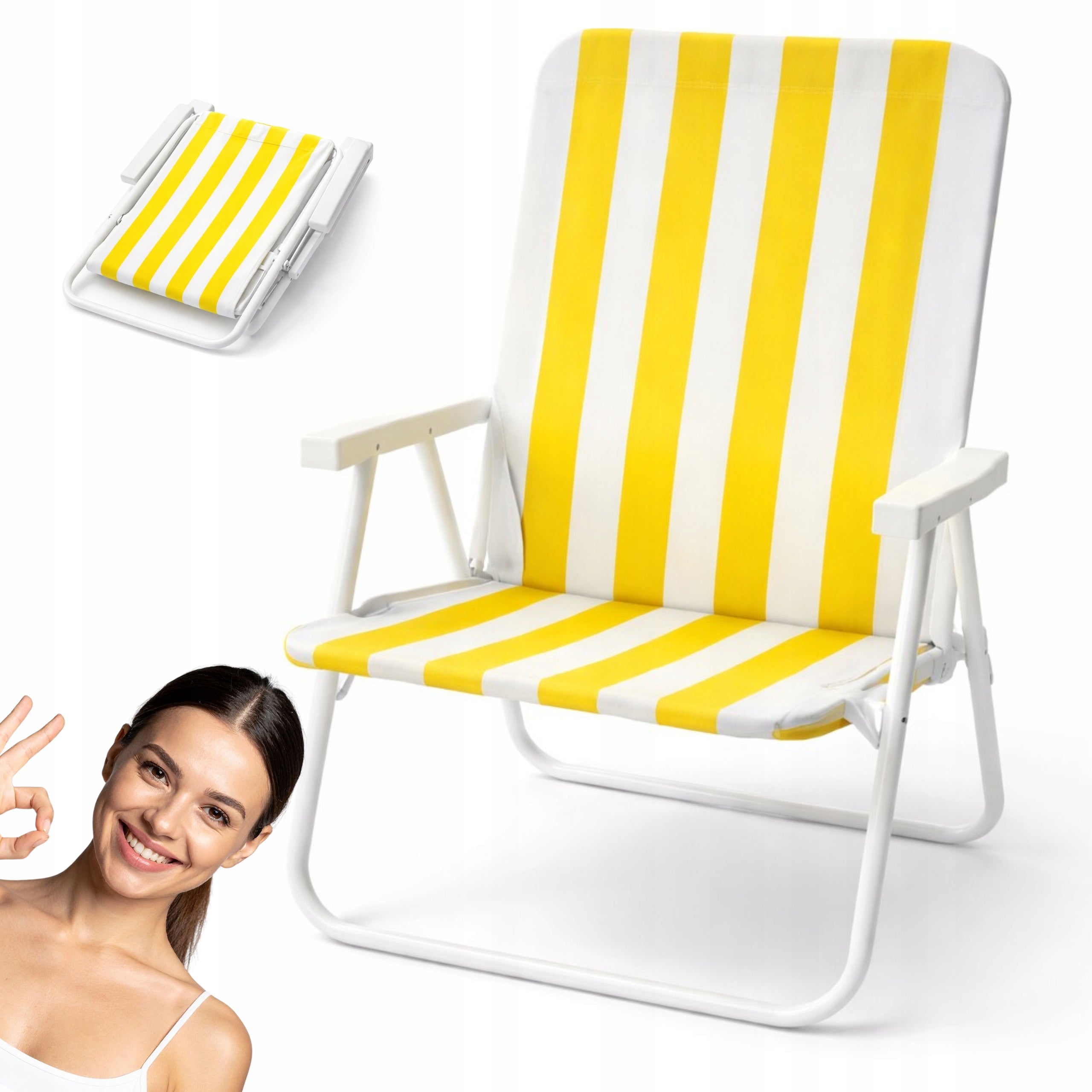 CHAIR YS-35 BEACH FOLDING HIKING LOUNGER YELLOW STRIPES