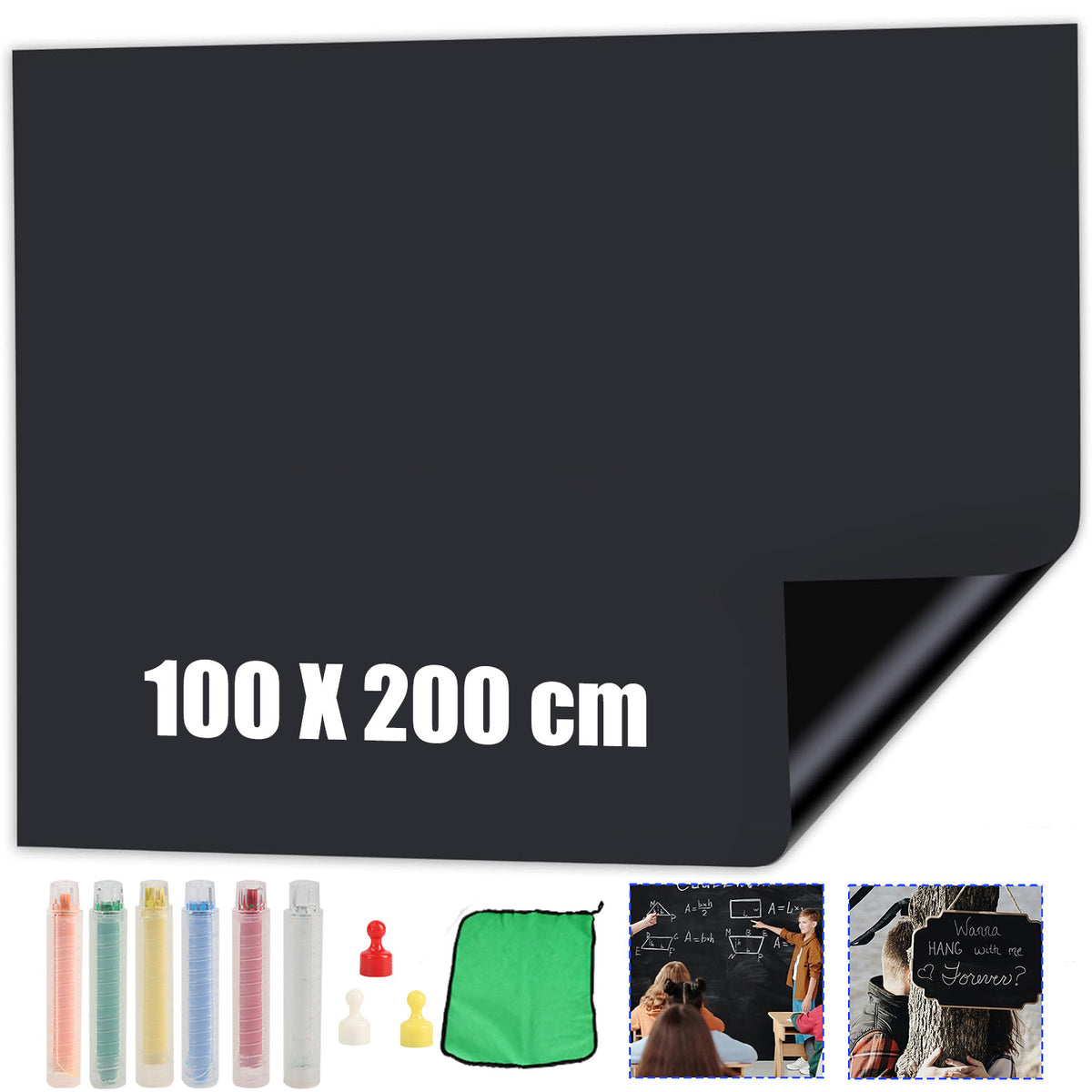 CHALKBOARD SELF-ADHESIVE WALLPAPER ON THE WALL FOIL 200X100CM MAGNETIC