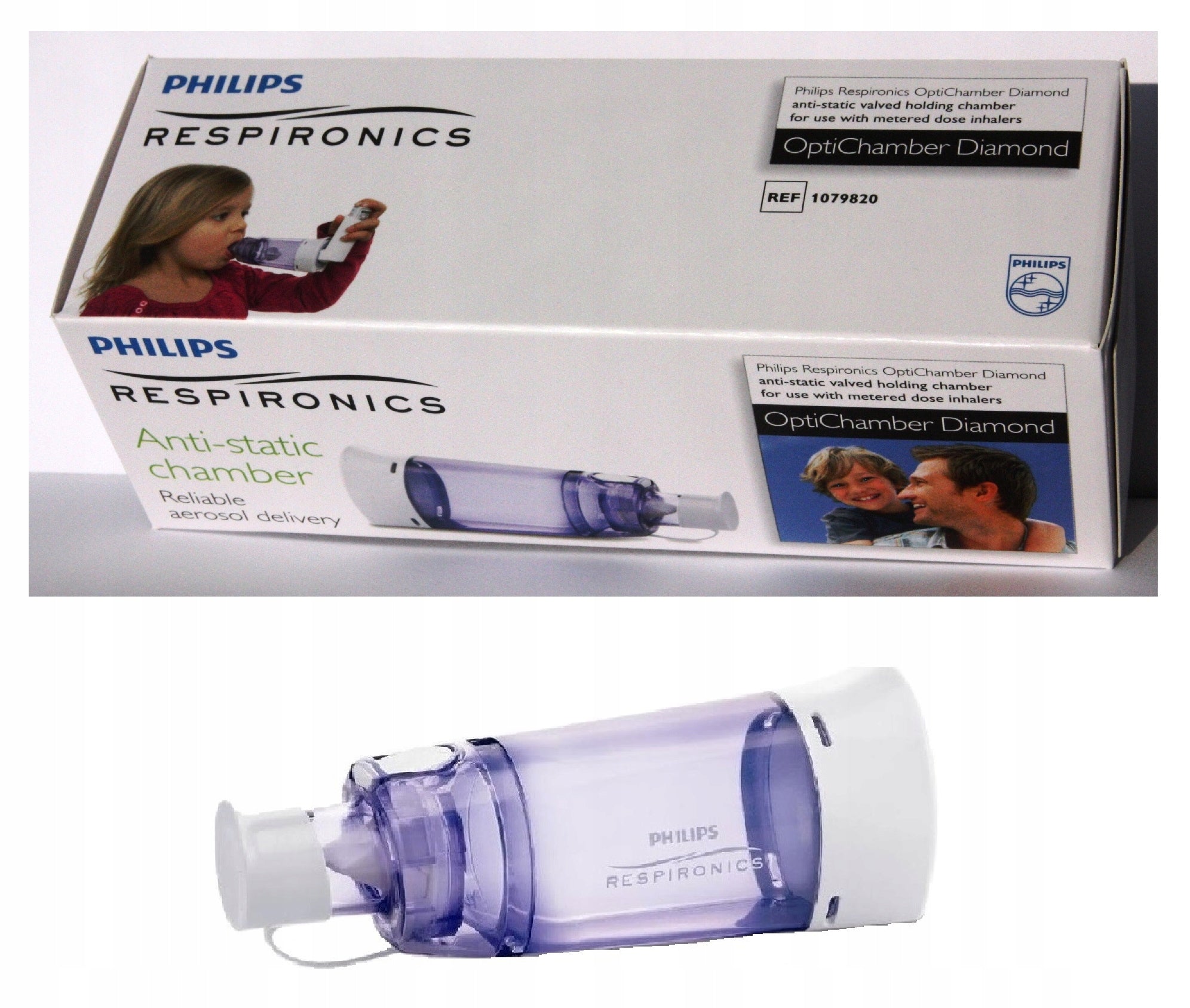 CHAMBER INHALATION TUBE FOR CHILDREN AND ADULTS OPTICHAMBER PHILIPS MOUTH