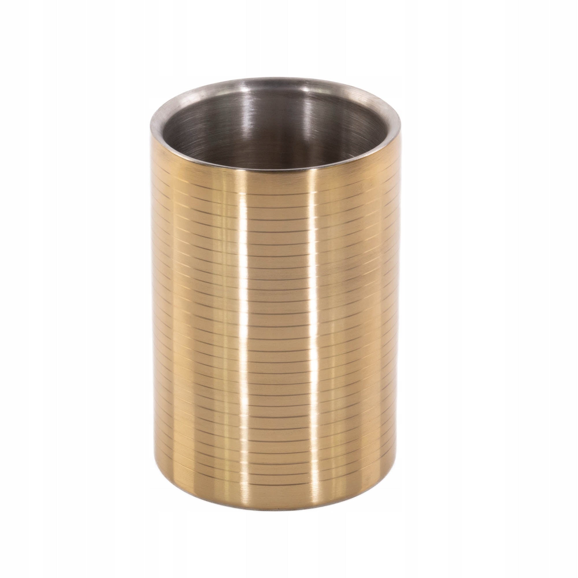 CHAMPAGNE ICE BUCKET WINE BARTENDING COOLER GOLD STEEL ELEGANT